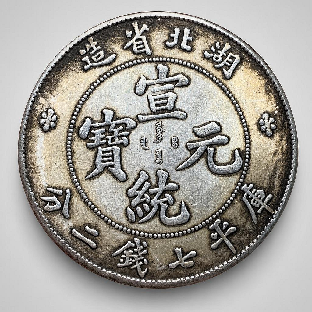 古銭 銀龍 宣統元寶 湖北省造 庫平七錢二分 SK.823 銀貨 湖北省造 古銭