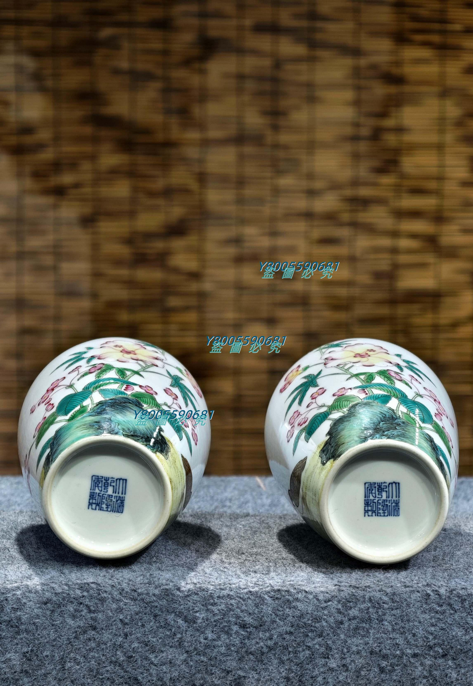 識款【大清乾隆年制】琺瑯彩描金花鳥紋賞瓶一對，瓶身125Z326987 【景