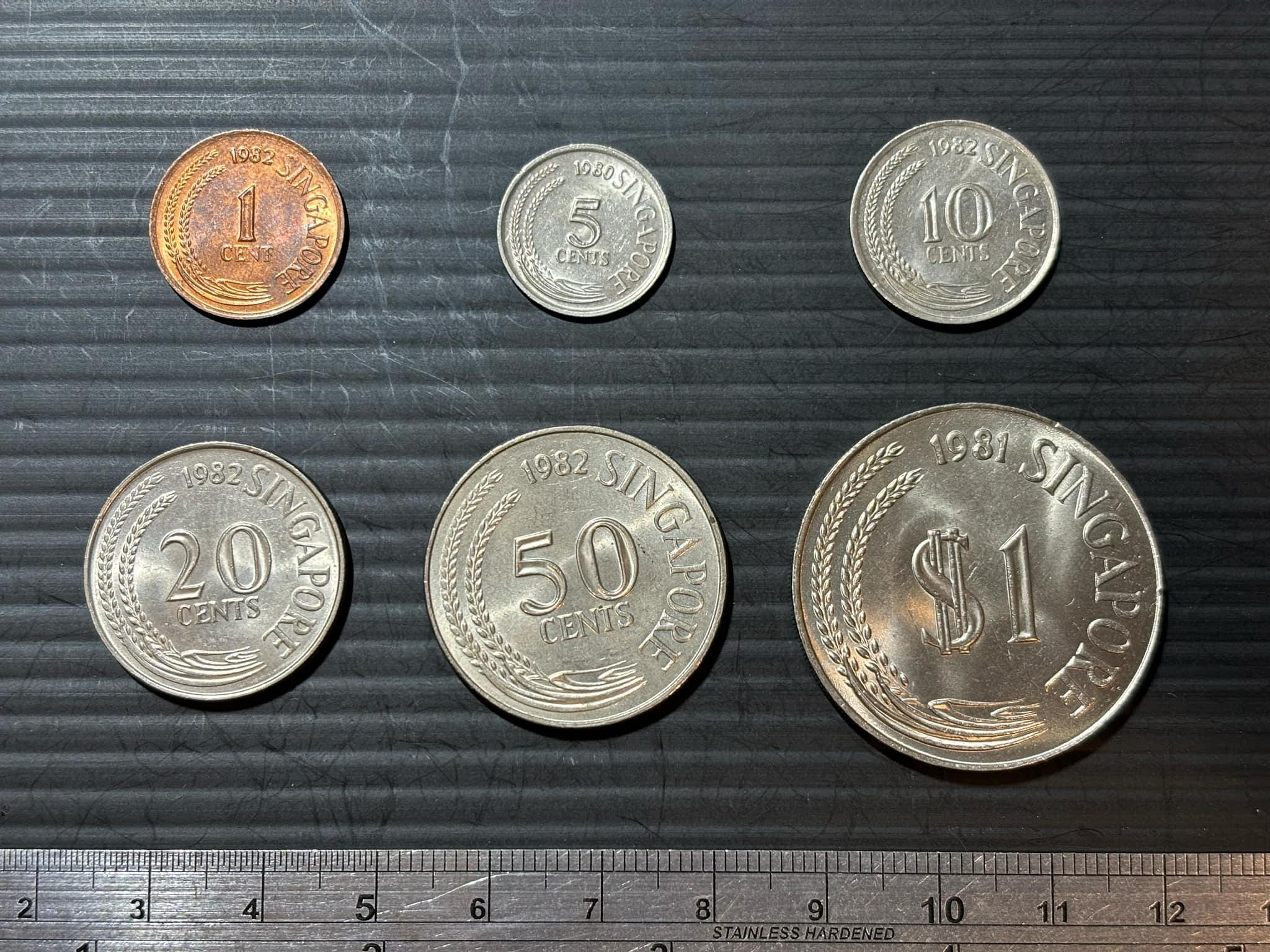 【超值硬幣】新加坡1960-80年代錢幣六枚一組，絕版少見~(約85~95新年份隨機) | Yahoo拍賣
