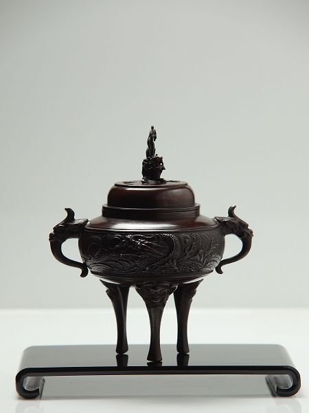 ☆　鋳銅製　龍地紋香炉　吉秀作　昭和レトロ　☆ 新月集】日本高岡銅器特選作家作品龍地紋(小)香爐能作吉秀作| Yahoo拍賣