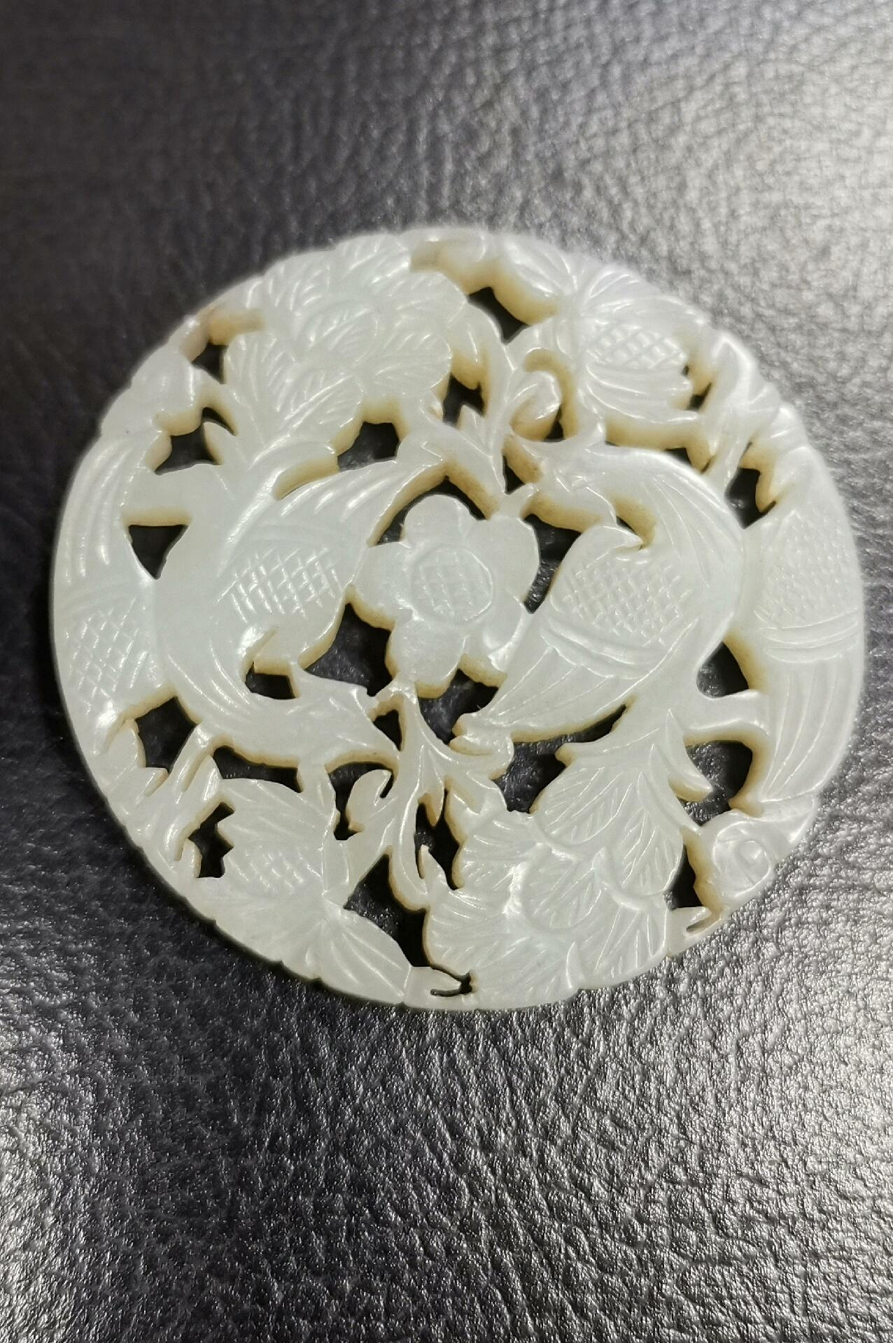▽鴻▽ 清朝時代 和田玉 白玉彫 平安無事牌 時代物 中国古美術 骨董品 
