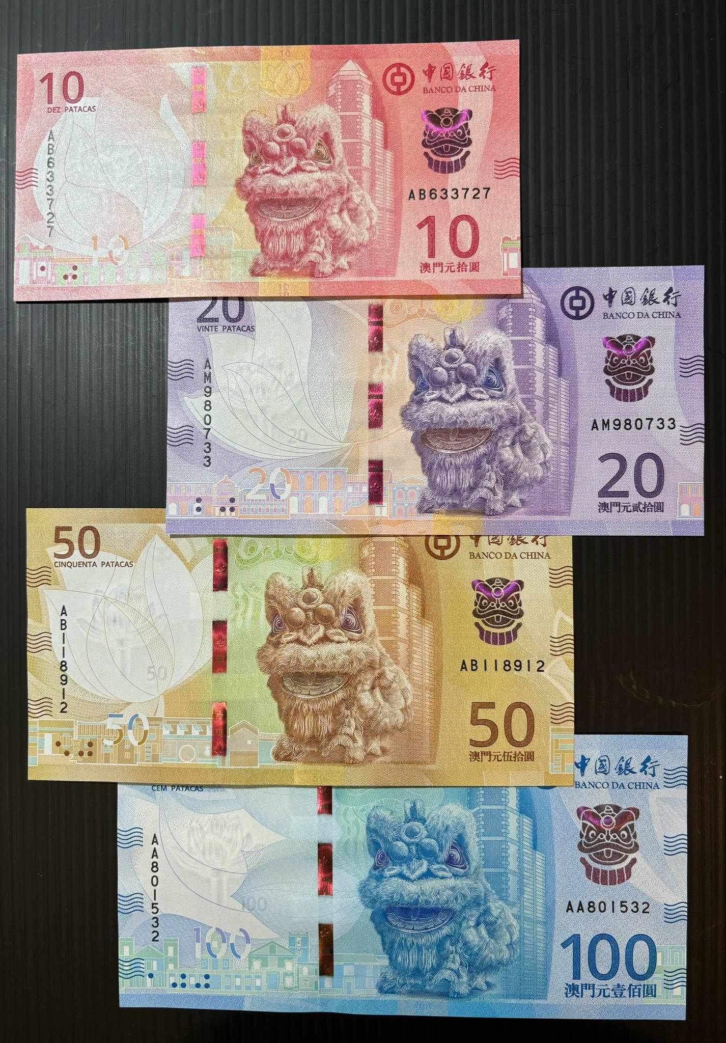 低價外鈔】澳門2023 (2025)年新版10~100元澳門幣紙鈔四枚一組中銀版漂亮新發行| Yahoo拍賣
