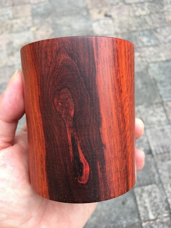 印度小葉檀木牛毛纹满金星筆筒底款乾隆年製 印度小葉