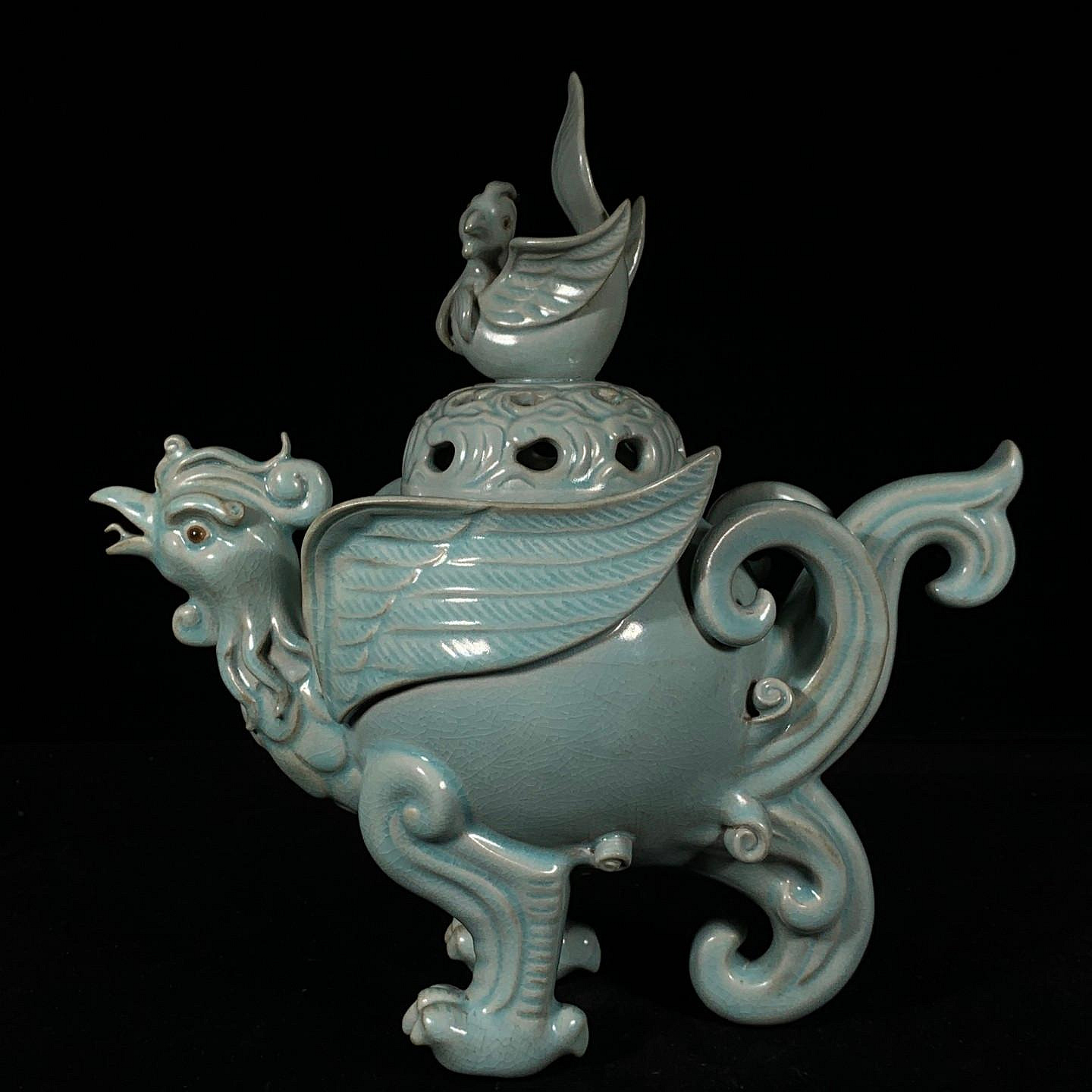 宋汝窯青龍寺御製款彩繪龍紋梅瓶，高29直徑14cm，4001643 官窯汝瓷建窯