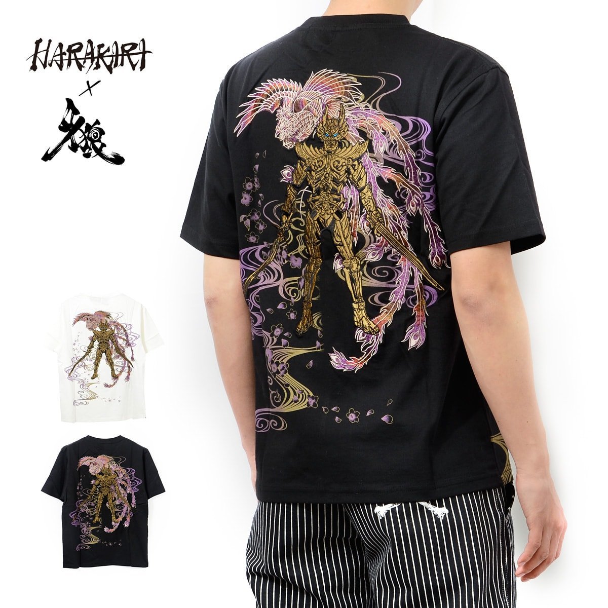 HARAKIRI 牙狼 GARO コラボ Tシャツ Lサイズ 限時特價)日本HARAKIRI 牙狼GARO 鳳凰刺繡短袖T 和柄(非絡繰魂)黑M.白