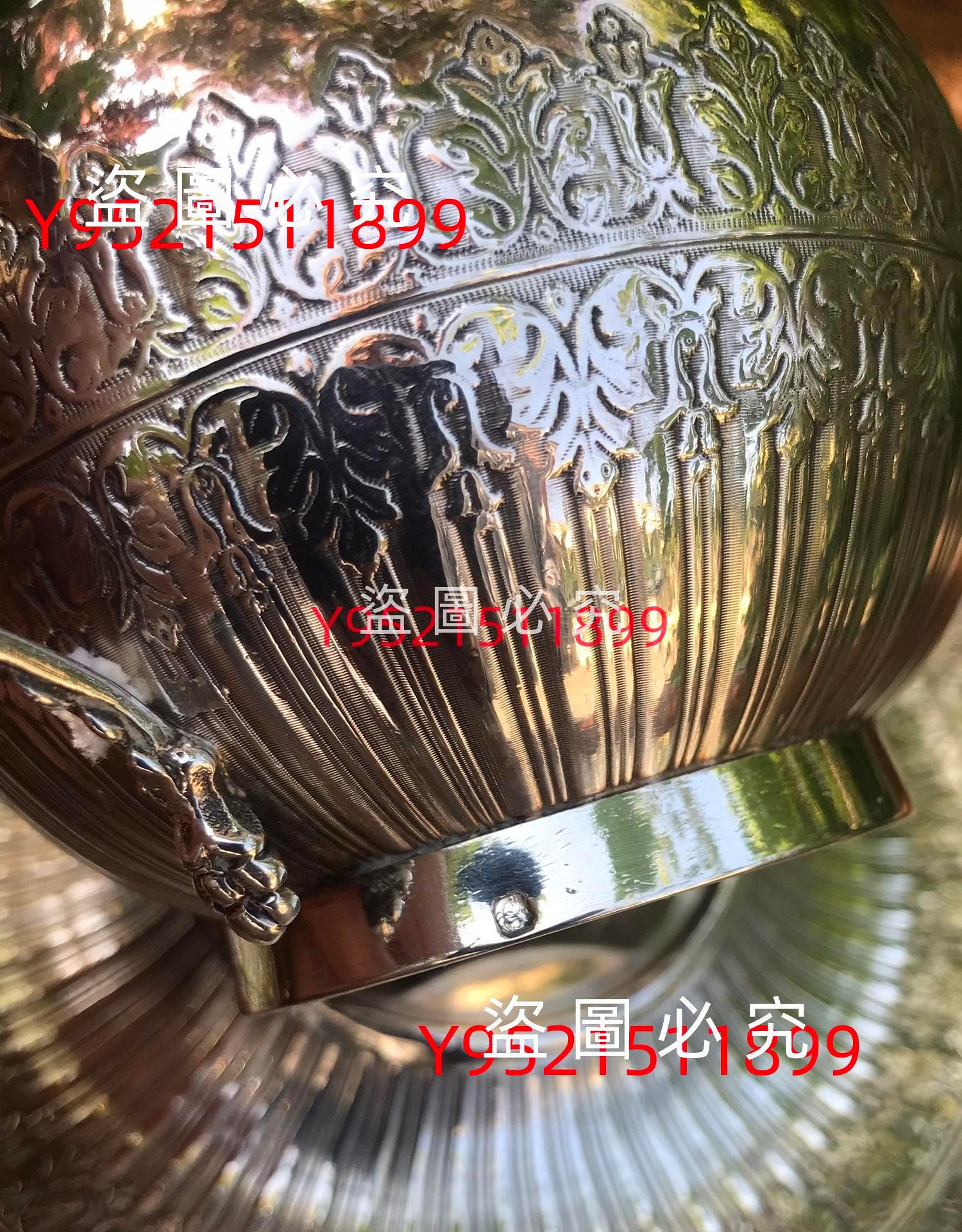 歐洲古董銀器，法國巴黎.Chpus滿工璣鏤工藝純銀茶杯、咖啡杯碟套（兩套