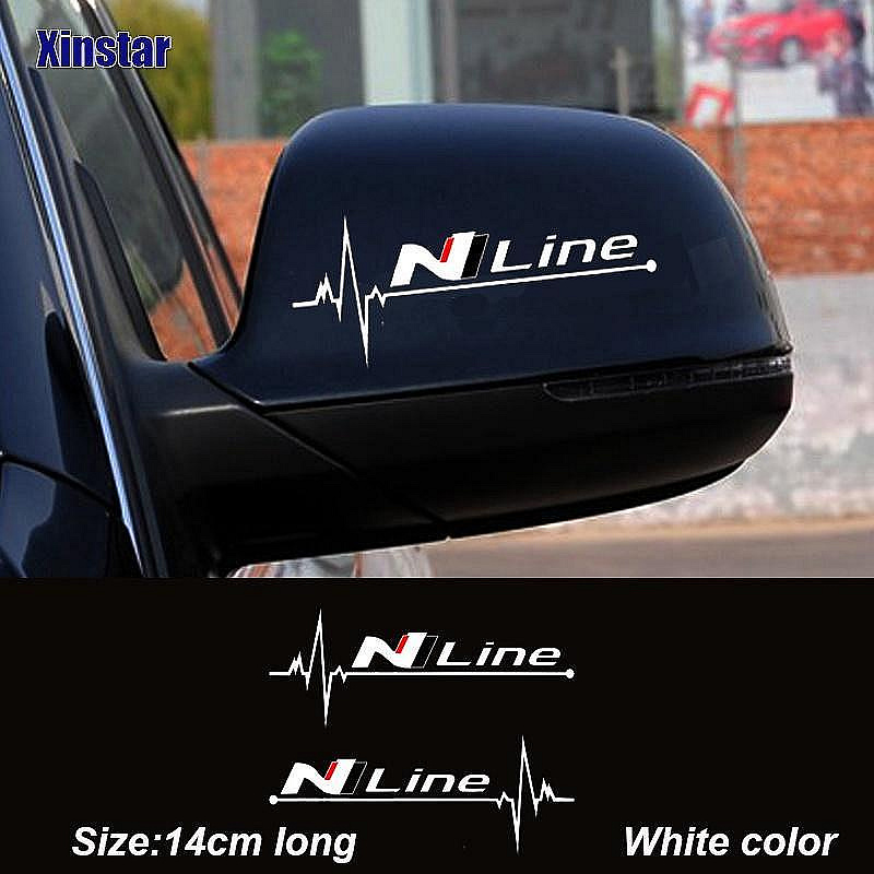 《》2件N line後視鏡車貼貼紙適用於現代i10 i20 i30 i40 ix35 VEOSTER SOLARIS