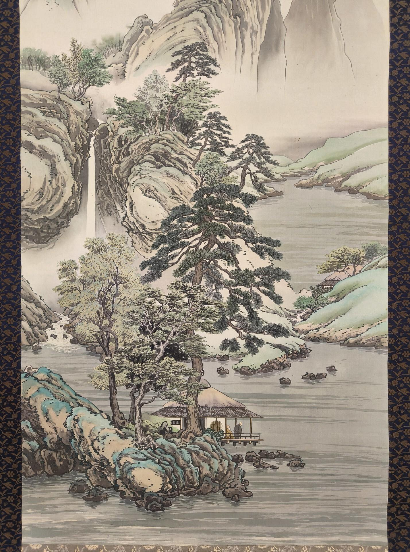 嚴選2573回流古山水畫作，純手繪藝術珍品，色彩鮮豔畫面生動，完美收藏