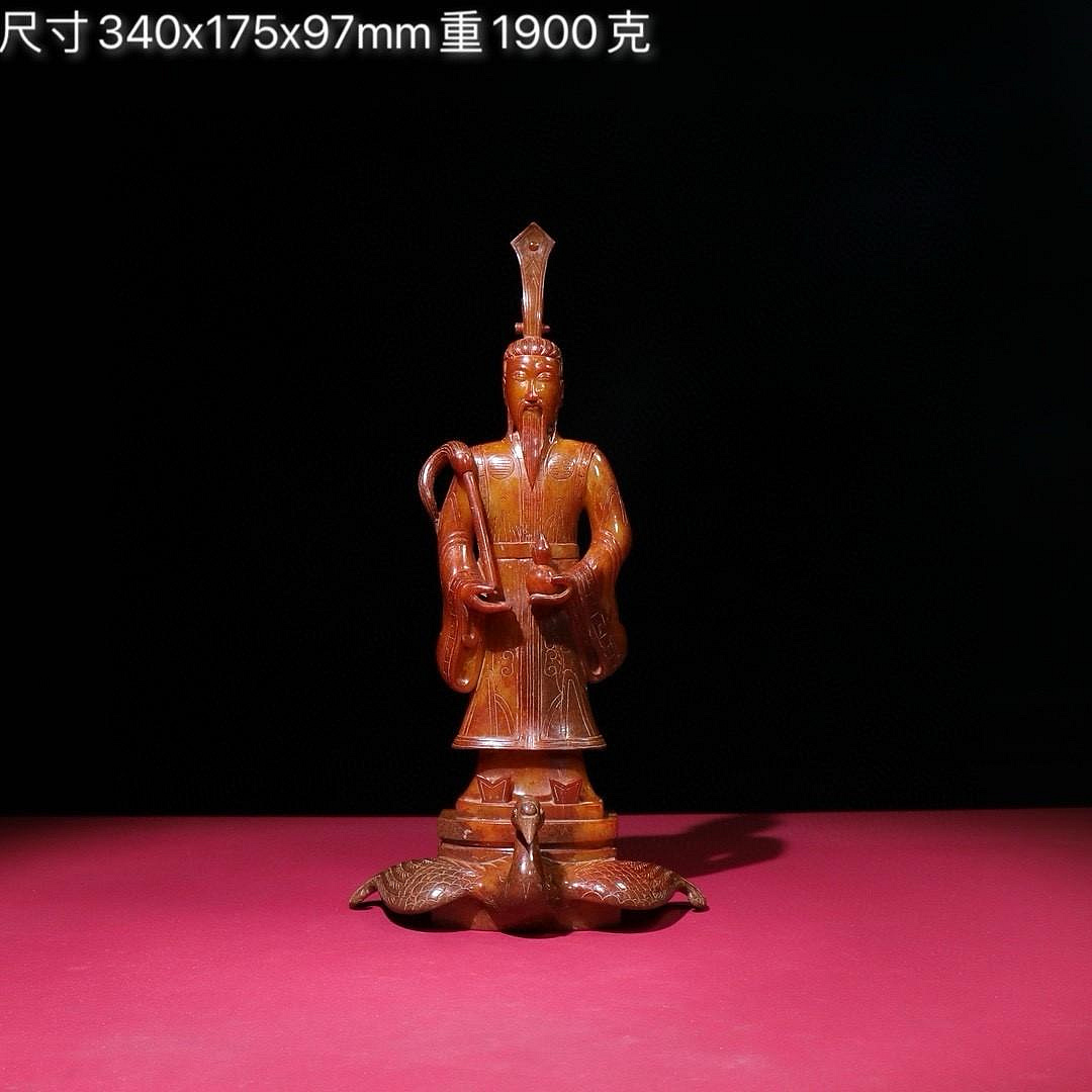 旧藏， 和田玉土沁红沁道教人摆。包浆厚重，价17000 玉器玉佩飾玉玩