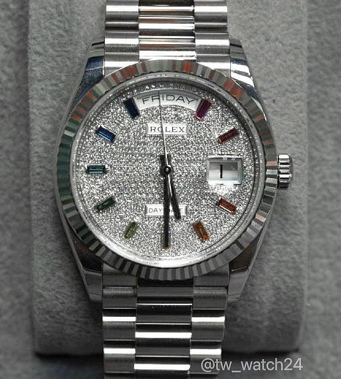 【Tw Watch】勞力士 Rolex Day-Date 128239 彩寶滿鑽 勞服保固中 私人收藏