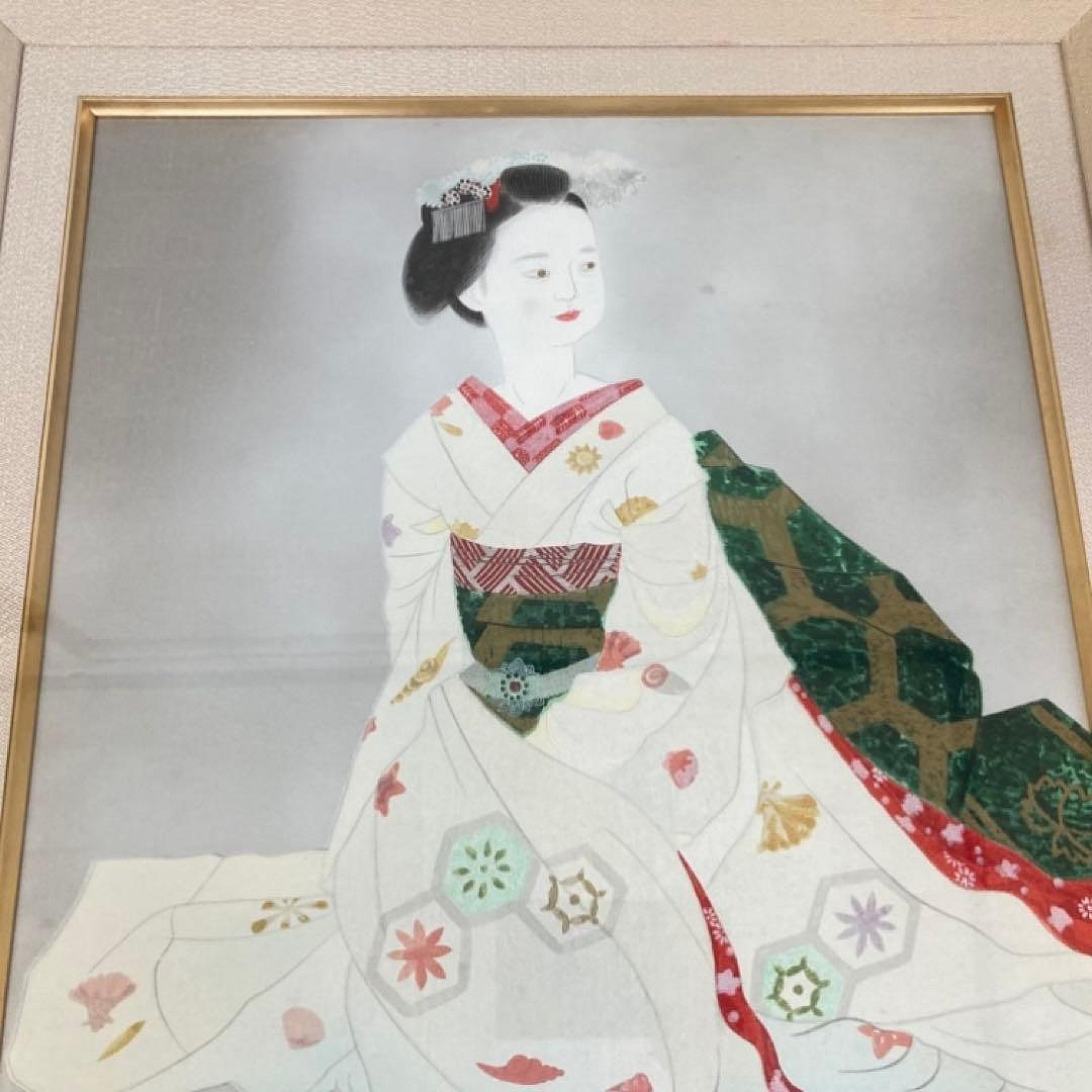 小倉遊亀 「舞妓」 木版画 美人画 着物 絵画 額縁 画家 芸術 美術 工芸品 小倉遊亀版畫舞妓木版畫美人畫裱框| Yahoo拍賣
