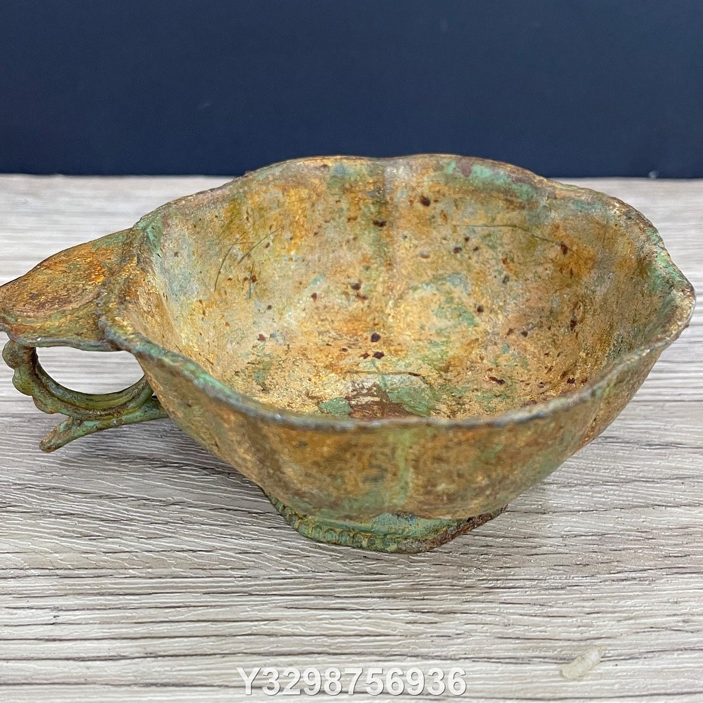銅器工藝品復古工藝品鄉下老物件收藏大唐貞觀年造鎏金酒杯鎏金狩獵酒杯