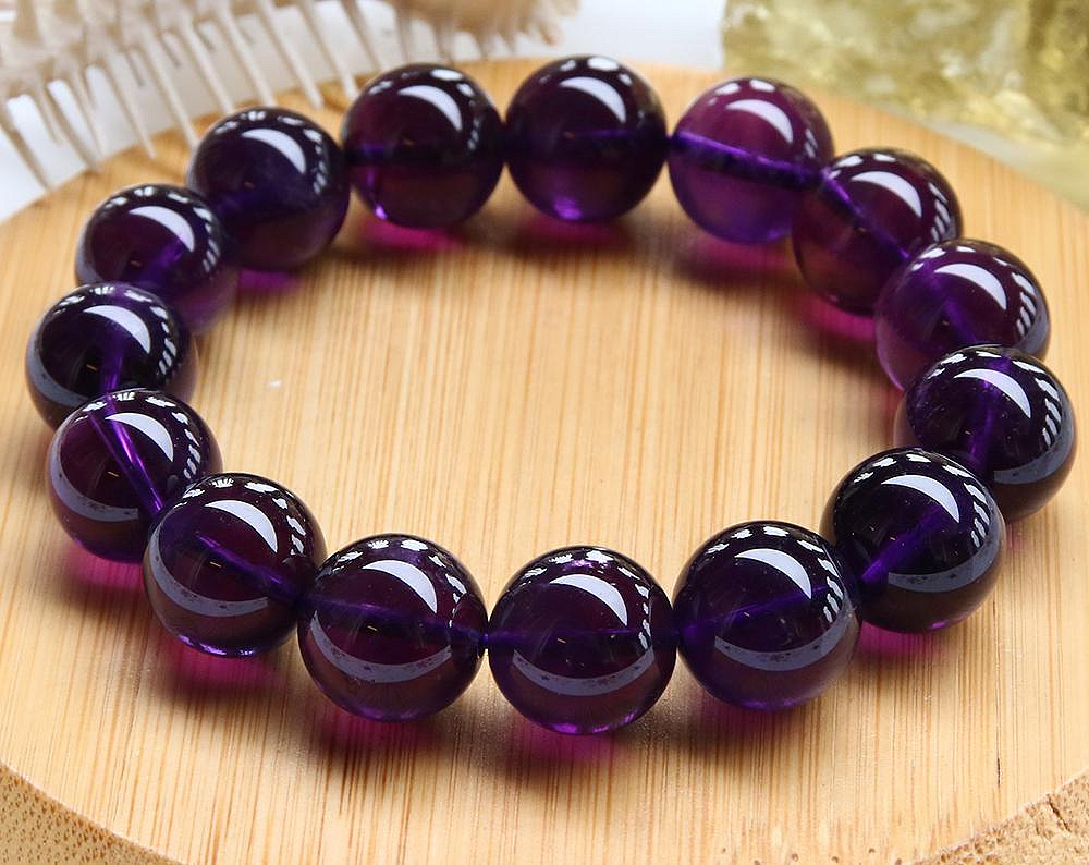 紫水晶 孟宸水晶= D6188 (頂級天然透體帝王紫烏拉圭紫水晶手鍊62.9克) 一元起