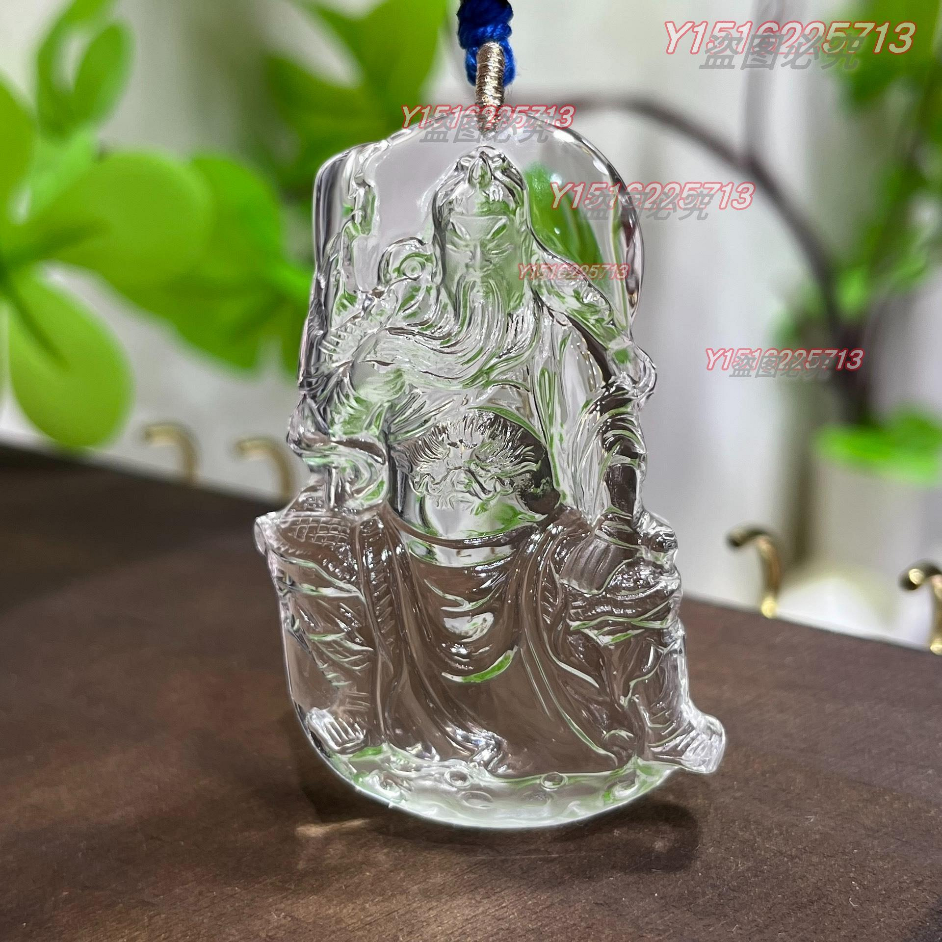 白水晶關公吊墜關二爺水晶掛件關羽雕像水晶關公武財神天然白水晶立體