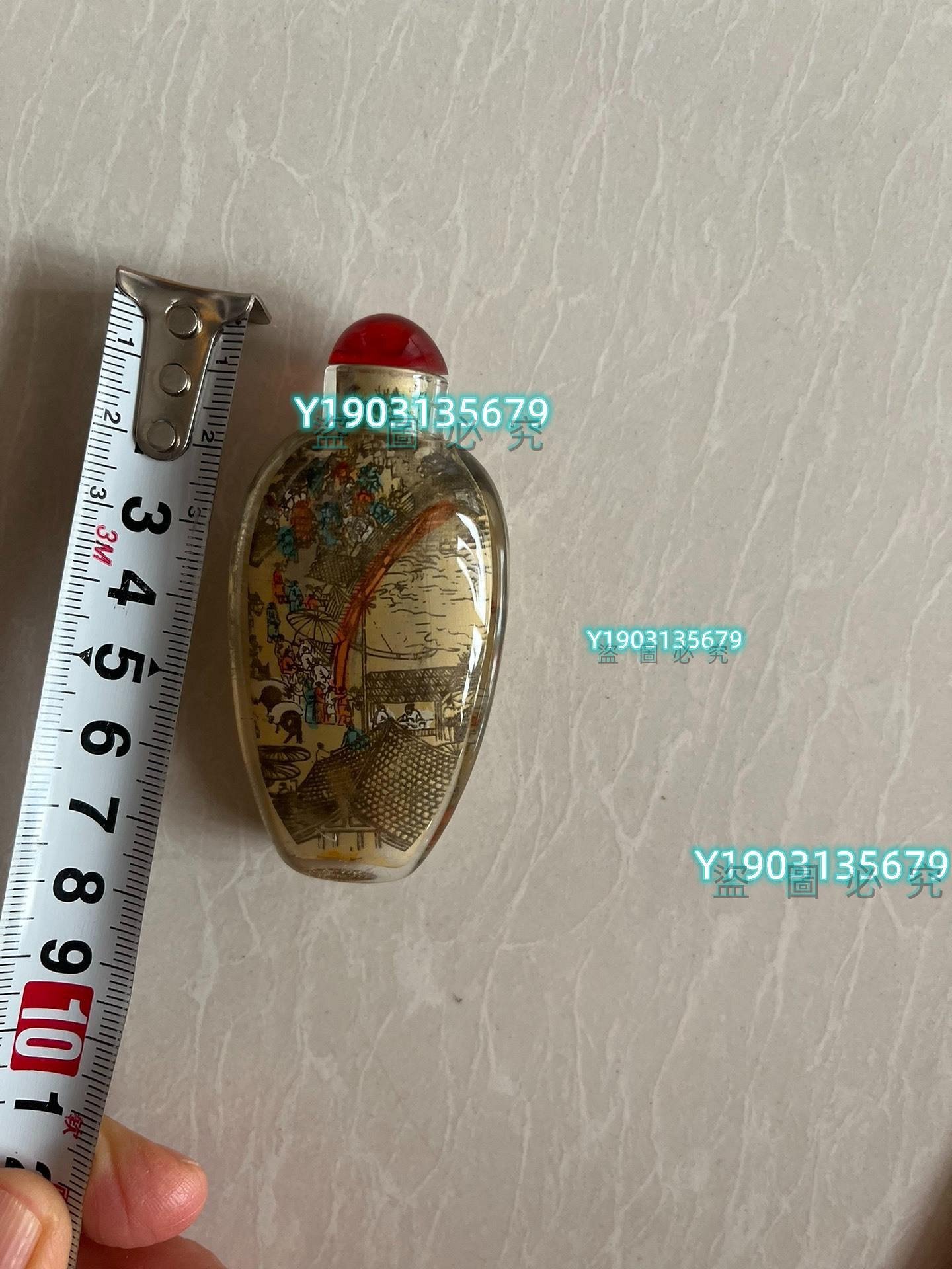水晶內畫鼻煙壺清明上河圖一個，，。 老畫書法掛畫【皇朝古玩】二手