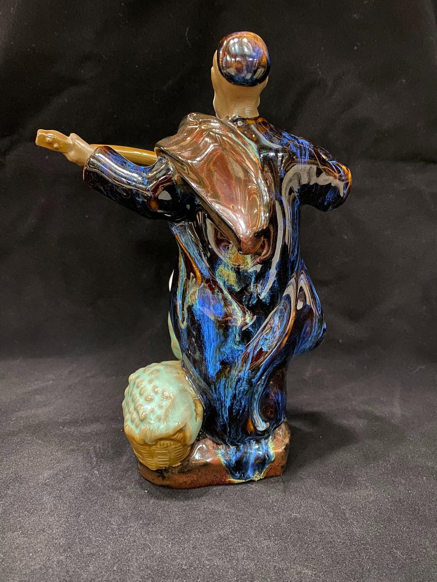 豐收頌，八十年代石灣美陶品，作者：中國工藝美術師廖洪古董古瓷擺件