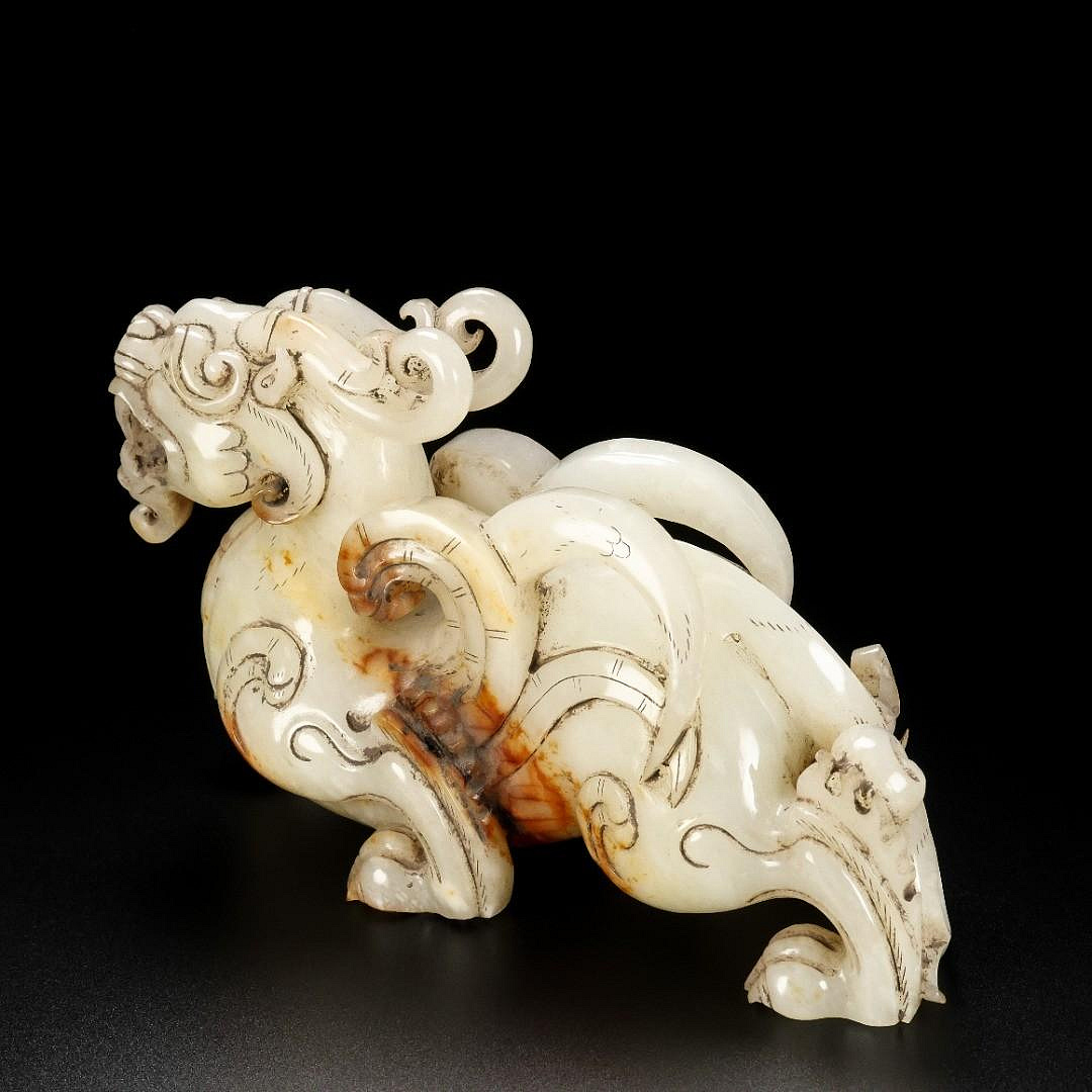 可議價舊藏，和田玉，名稱：玉貔貅擺件，尺寸：長15寬6高10厘米，重量
