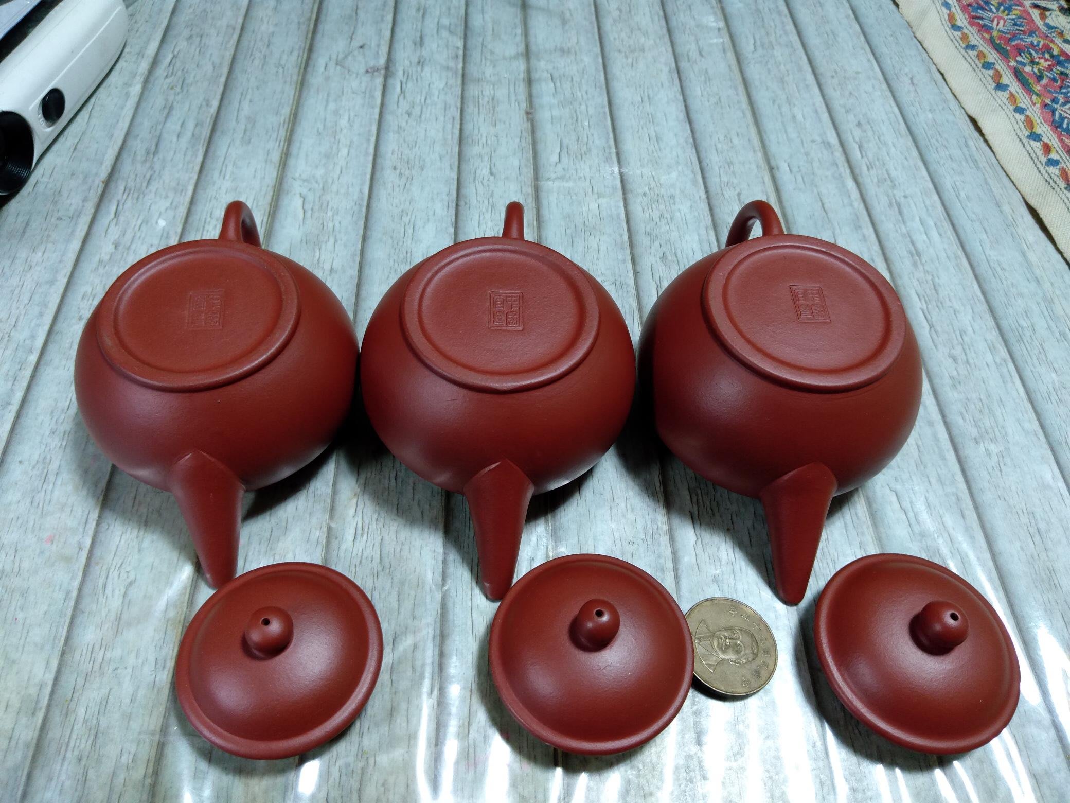 大人気，低価】 0706-10 朱泥急須 蓋裏刻建芳 底款刻