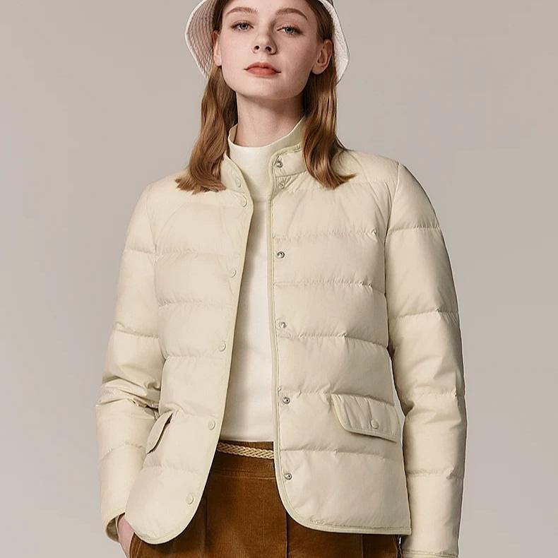Hazzys哈吉斯羽絨服女輕薄時尚羽絨休閑通勤保暖外套