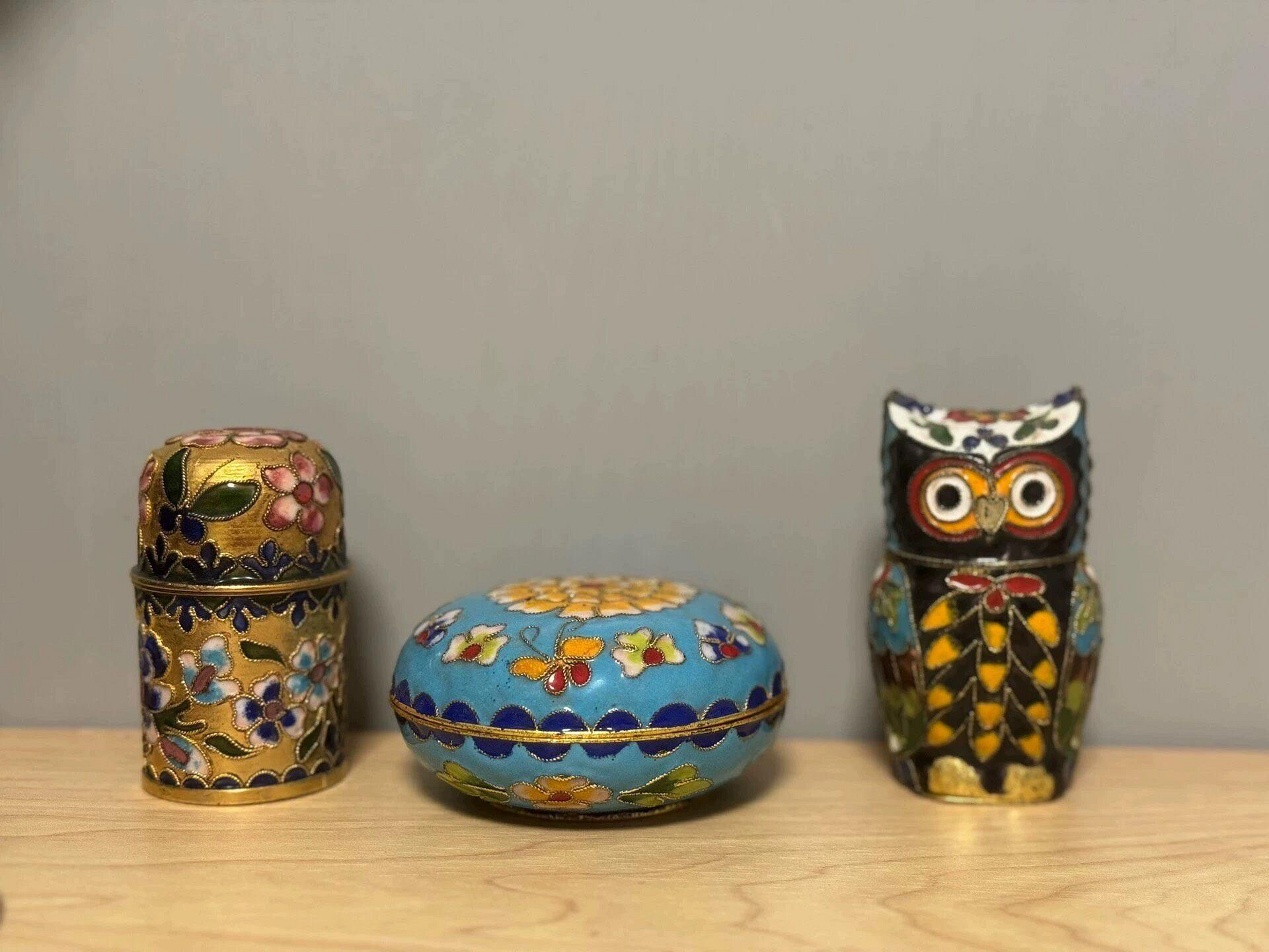 中国古美術・珍蔵・ 銅胎掐糸エナメル彩 景泰藍鎏金蓋罐・箱付き・文房具 e94e36a6-d044-4ae9-8d2e-