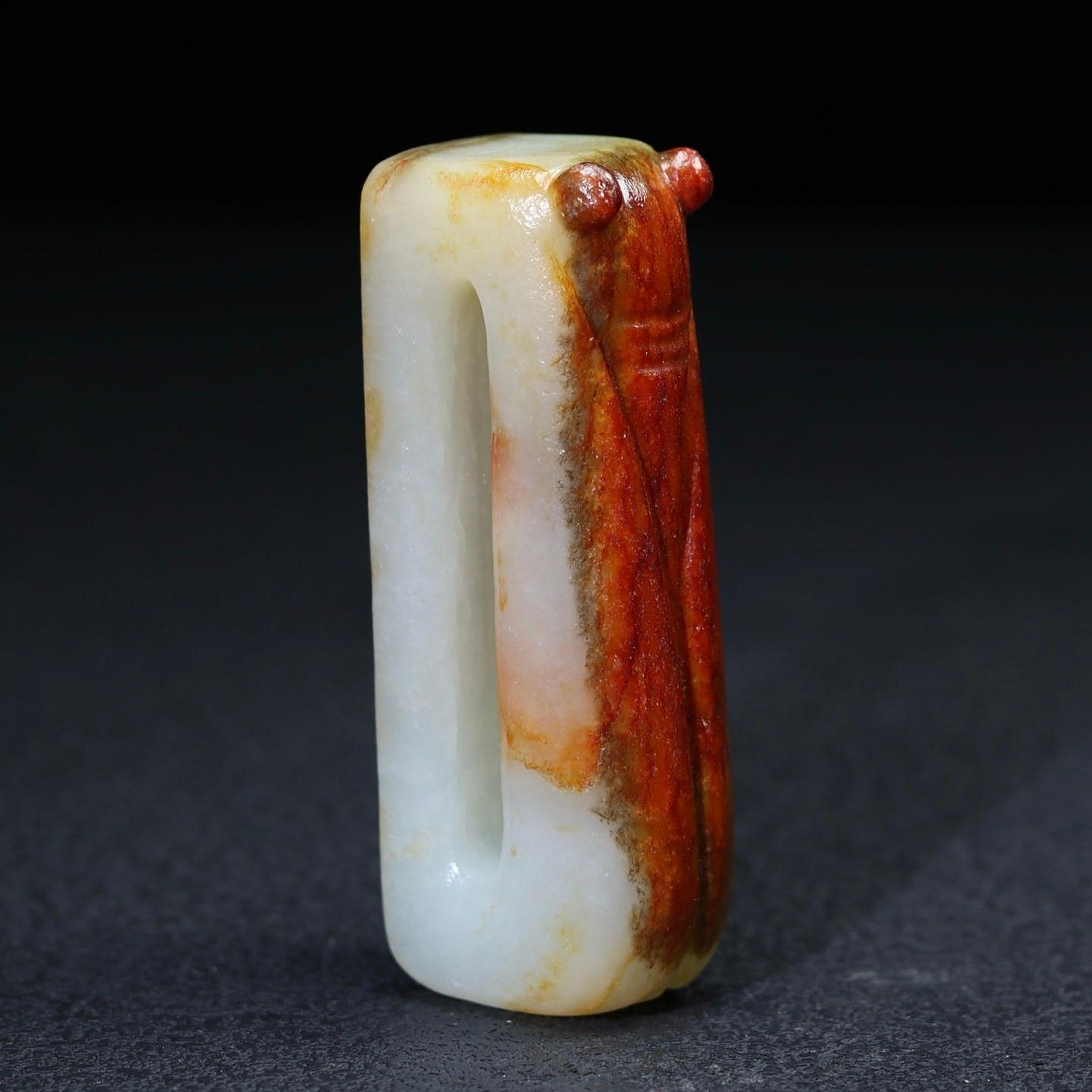 18865和田玉舊藏迴流精品玉蟬腰釦玉質剛性細膩油潤包漿醇厚沁色自然雕