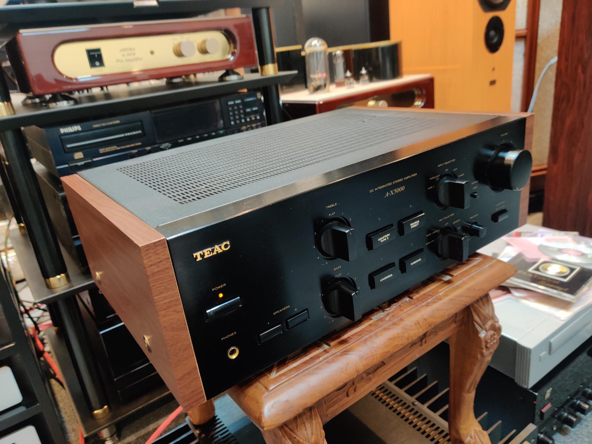 現貨日本製TEAC A-X5000 經典機升級CD 輸入及A+B組喇叭香蕉座如圖115V