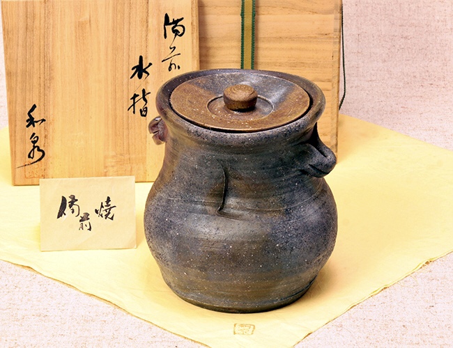 日本六大古窯-備前燒~[作者:本山和泉]~備前燒柴燒水指茶葉罐茶倉