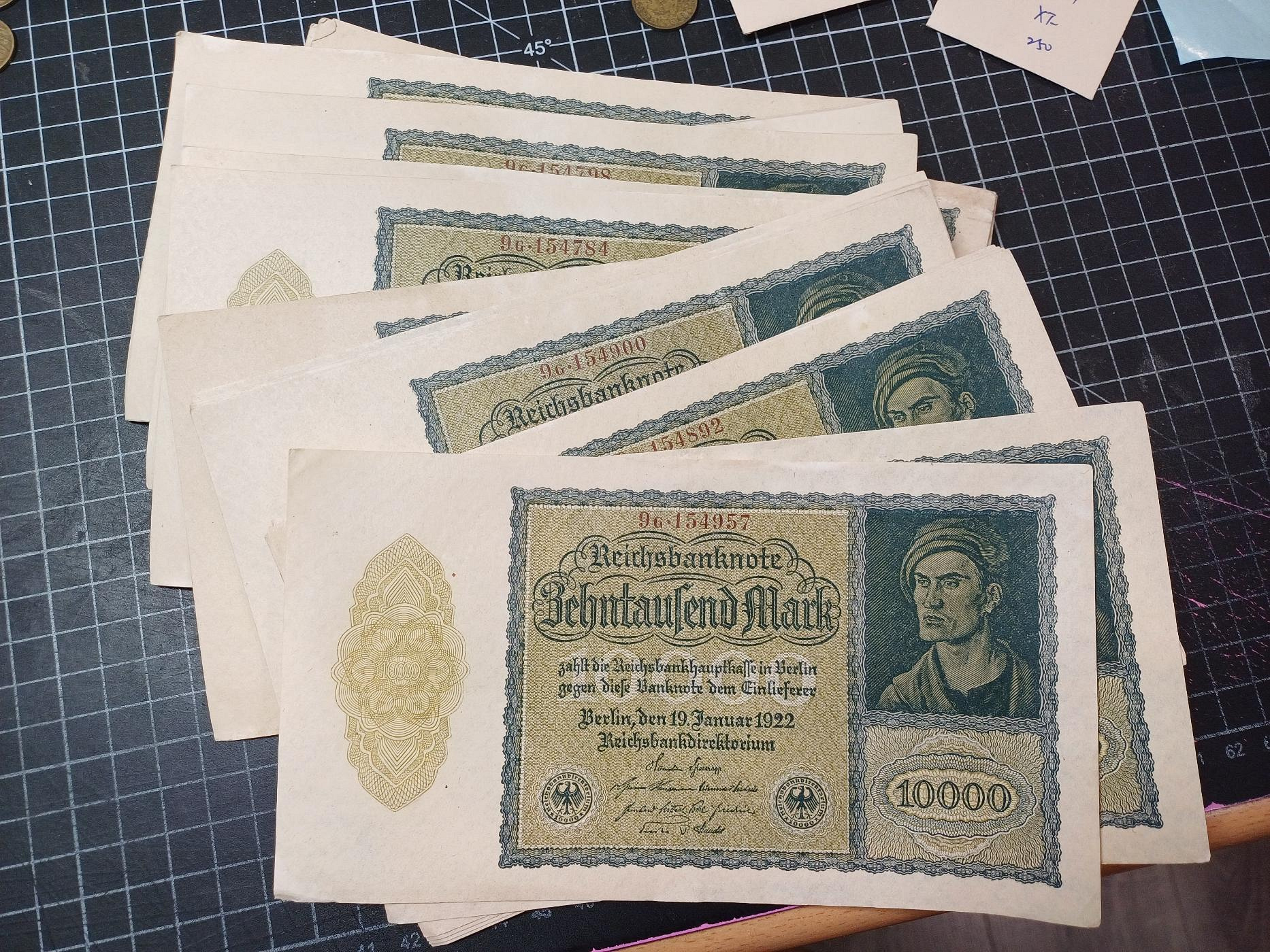 紙幣】Germany 德國P72 1萬馬克（1922）大票輻180*100mm，品相95新AU+ | Yahoo拍賣