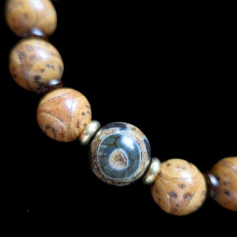 覺品＊【西藏瑪瑙天珠+三角龍眼菩提子手珠】10.5mm/轉運改變能量(附