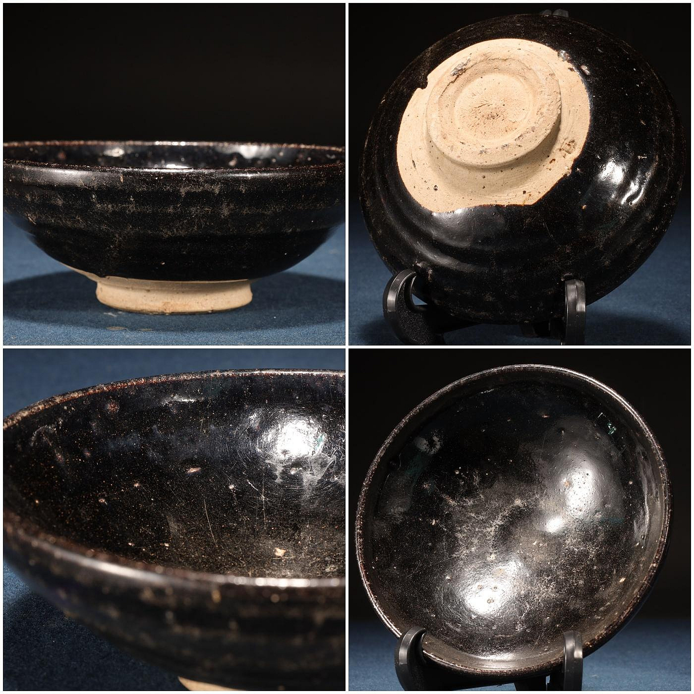 黑釉 窯変紋 天目瓶 宋元時代 高さ約24.5cm 5/30結標古黑釉天目茶盞宋元風格鐵鏽斑窯變手作老件BEE0632 --搜索用茶