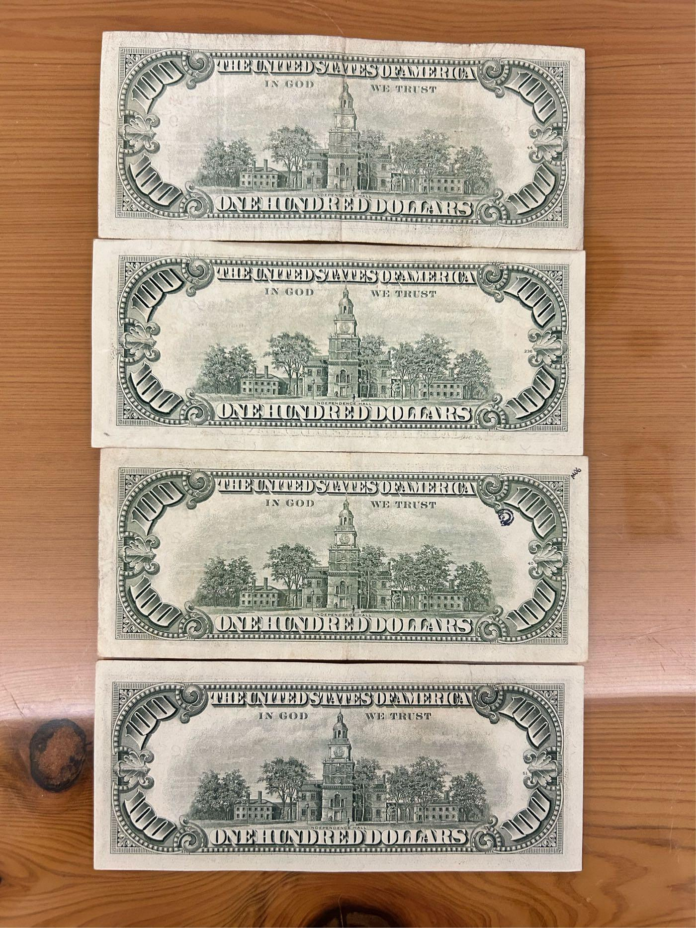 H2Shop】美國美元美金100元1977~1993年小頭版富蘭克林紙鈔| Yahoo拍賣