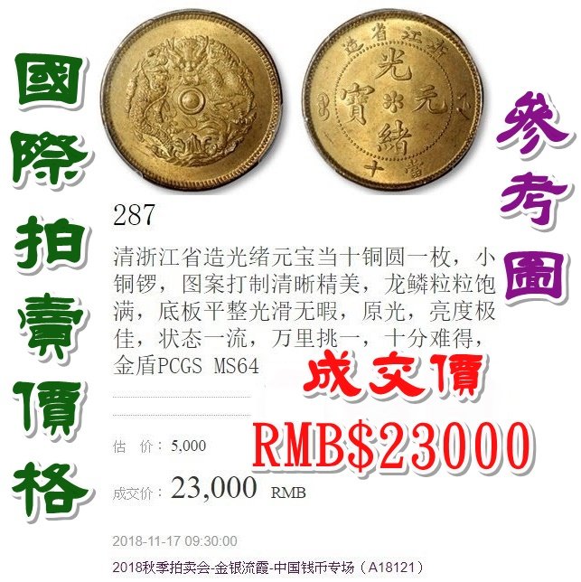 議價商品】【Draw】光緒元寶浙江省造當十黃銅銅圓| Yahoo拍賣