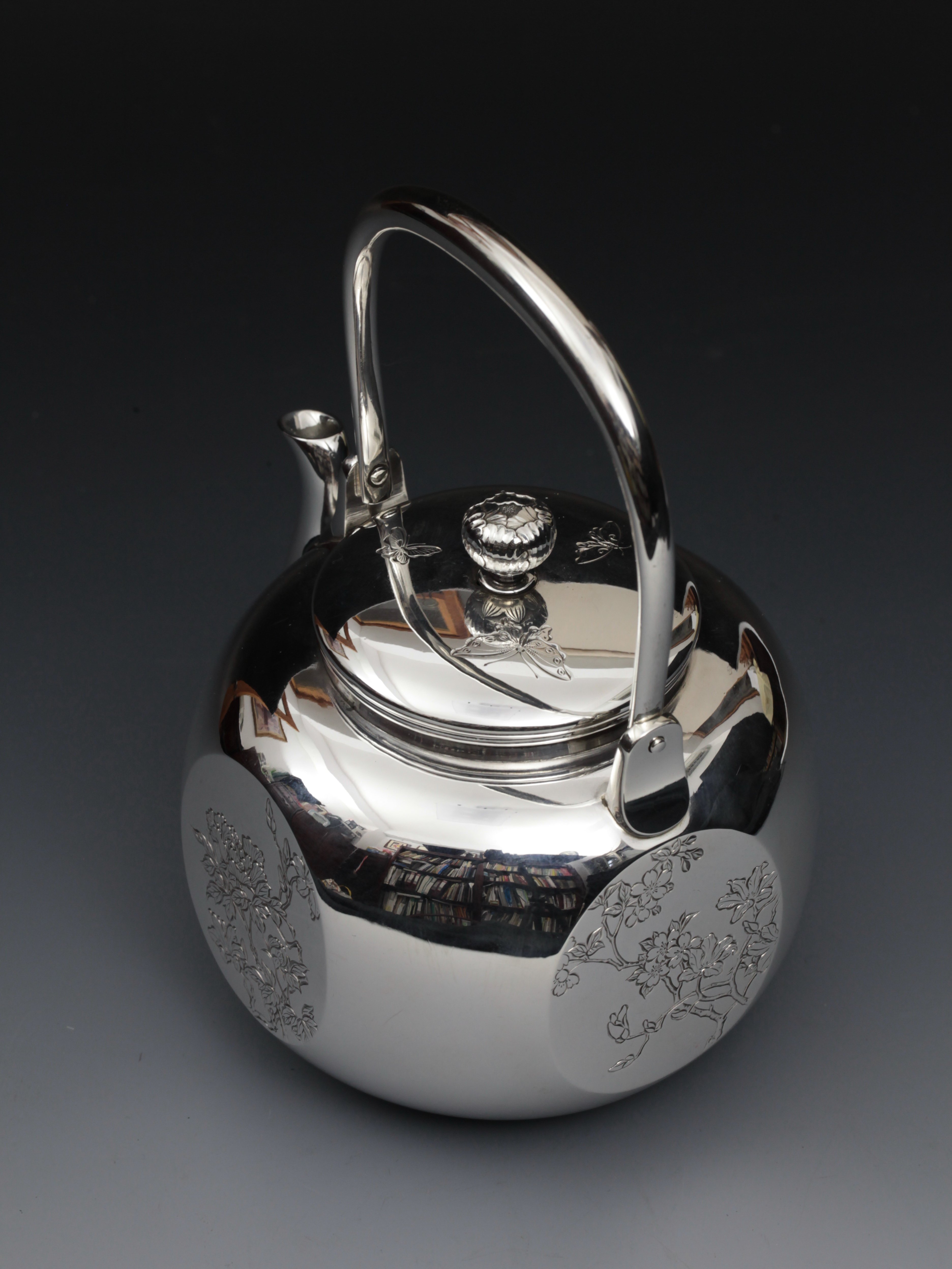 易軒珍藏N45283日本銀壺平田重光製純銀壺.湯沸茶道聖器| Yahoo拍賣