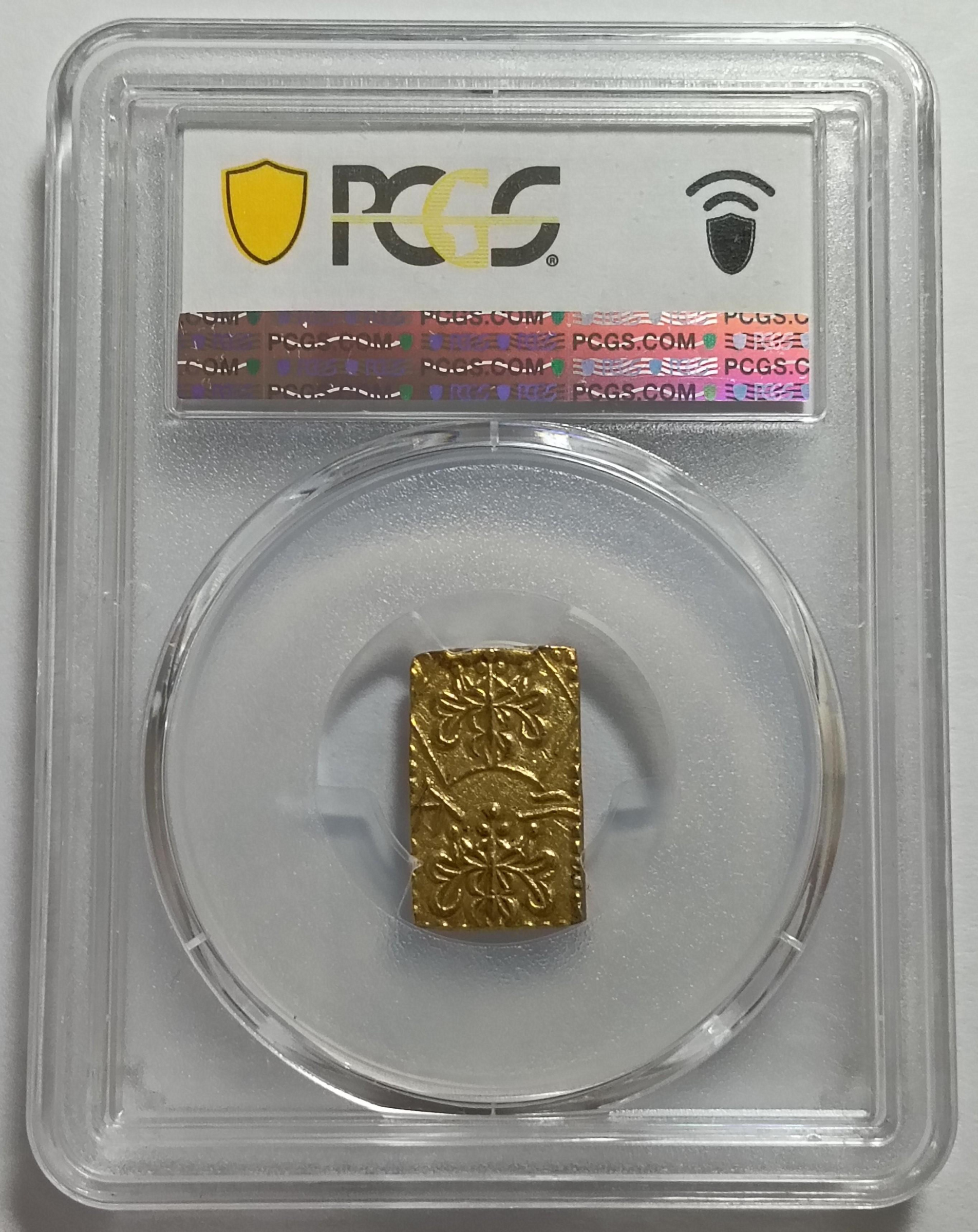1868-69)日本明治二分金PCGS MS62 3.00g 黃金含量約23％ 銀含量為77