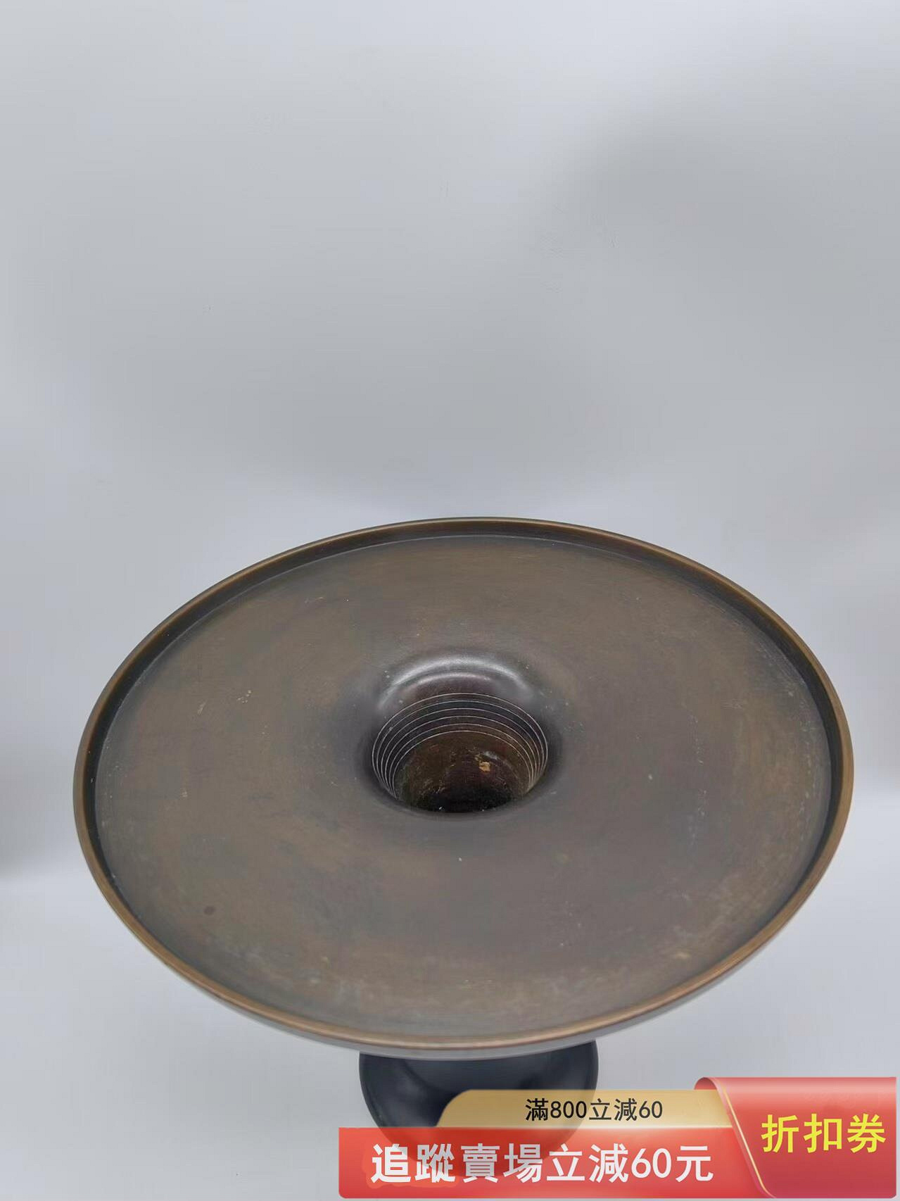 日本池坊花器唐銅花器高岡銅器池坊文字高：22cm 寬：25.5c 古玩收藏老