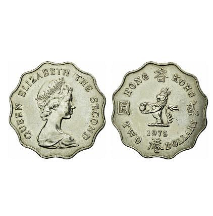 H2Shop】香港港幣2元貳圓1975-1984年伊利沙伯二世女王無皇冠獅子圖案
