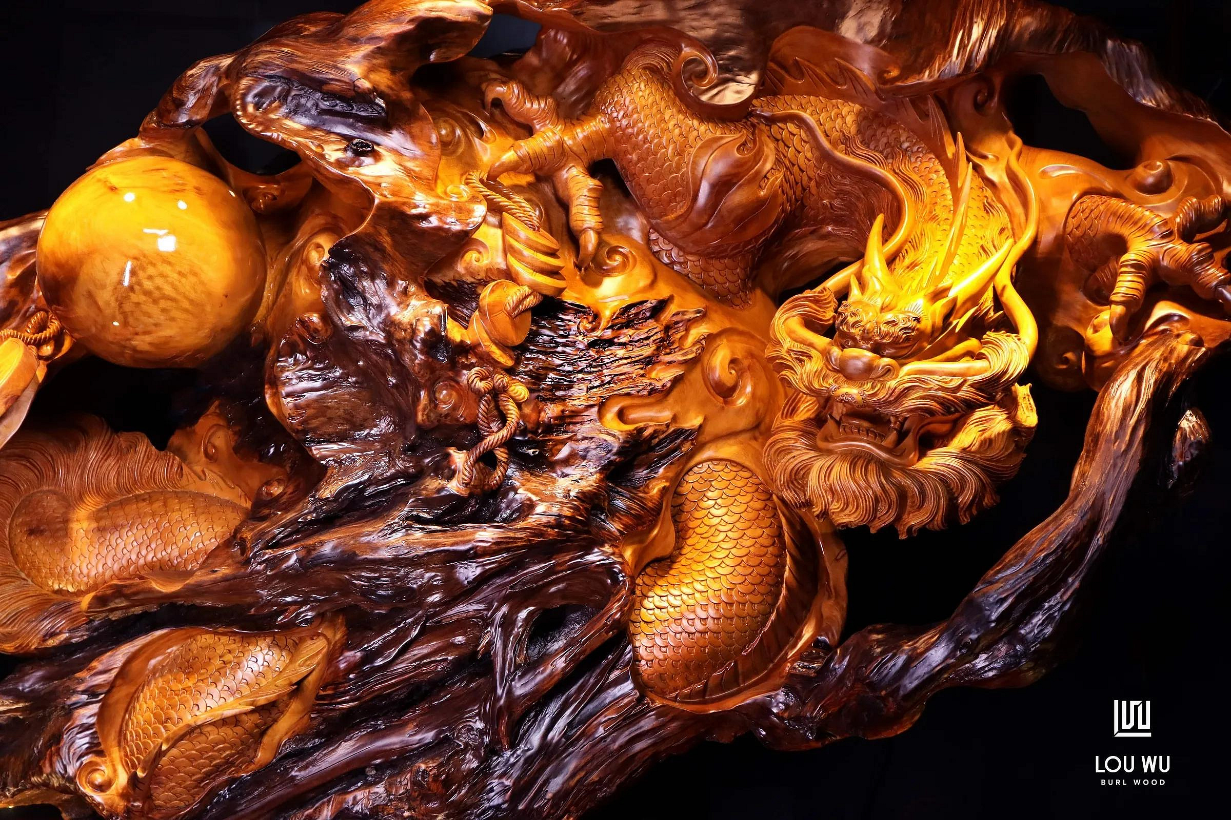 K0119] 臺灣肖楠根雕塑- 龍吟轉玉作者:黃建華老師(榴木塊區) 現貨