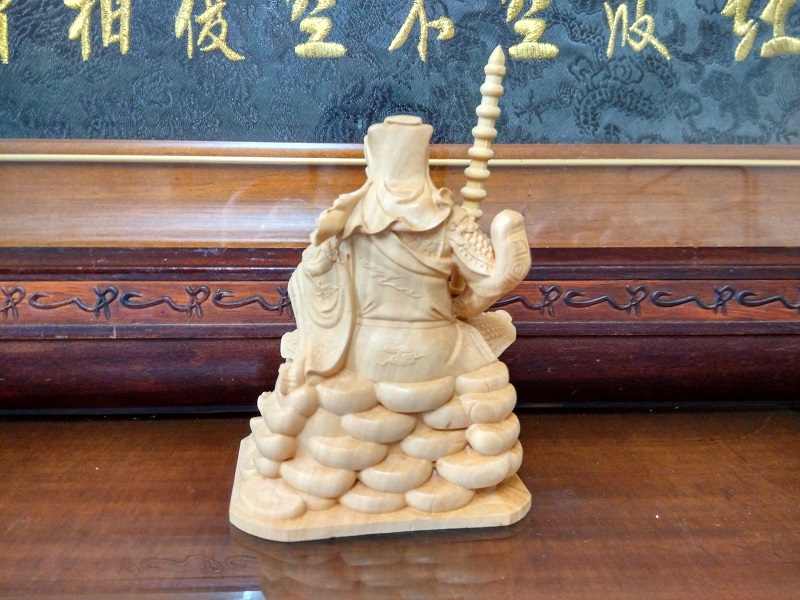 靜福緣】黃楊木雕『武財神』3寸6高武財神趙公明玄壇真君神像木雕供奉