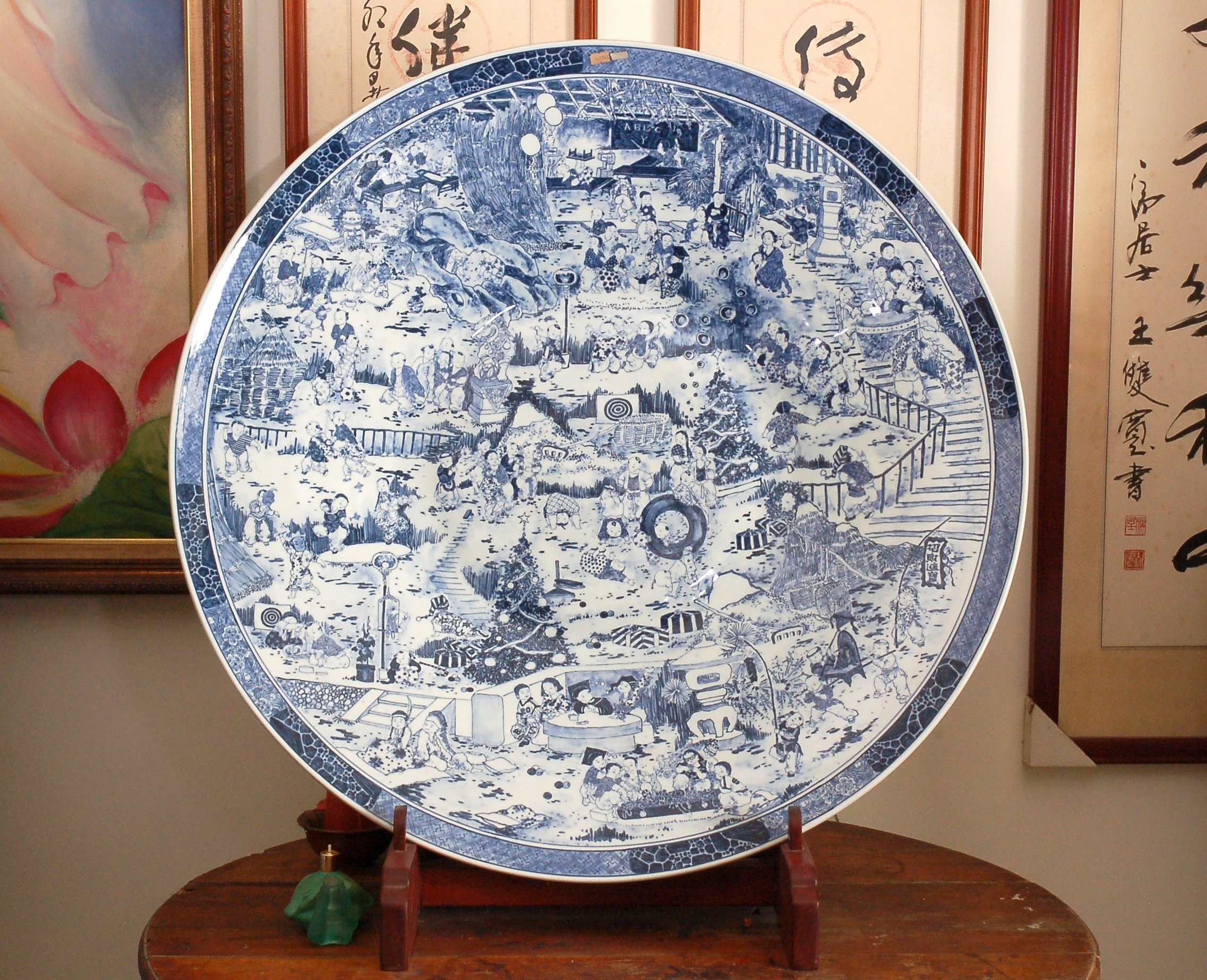 百子圖 鶯歌故宮燒製青花百子圖大瓷盤~幸子老鋪| Yahoo拍賣