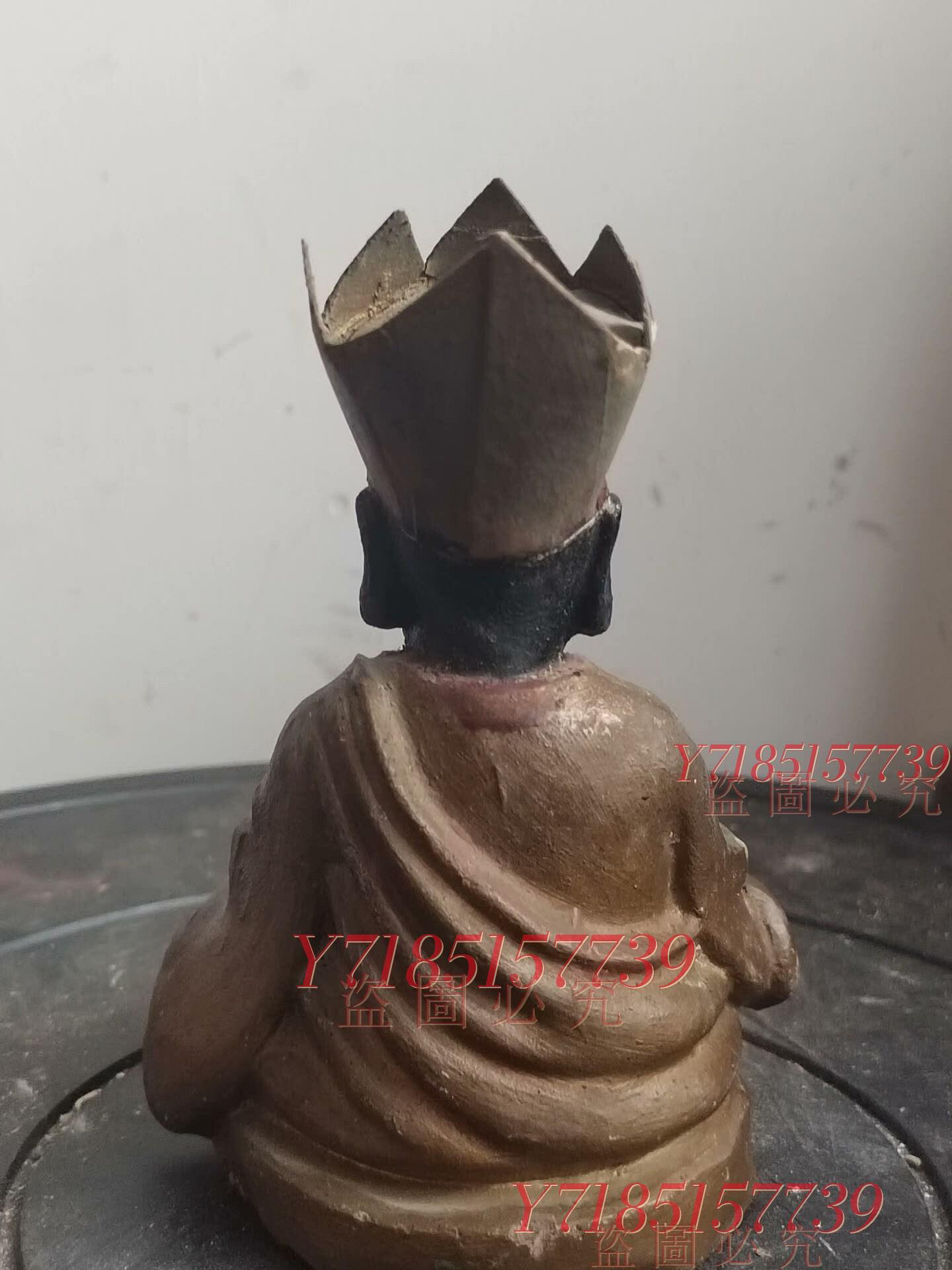 神像題材：三坪祖師祖師公廣濟大師材質：泥塑單木雕佛像擺件【錦繡古玩