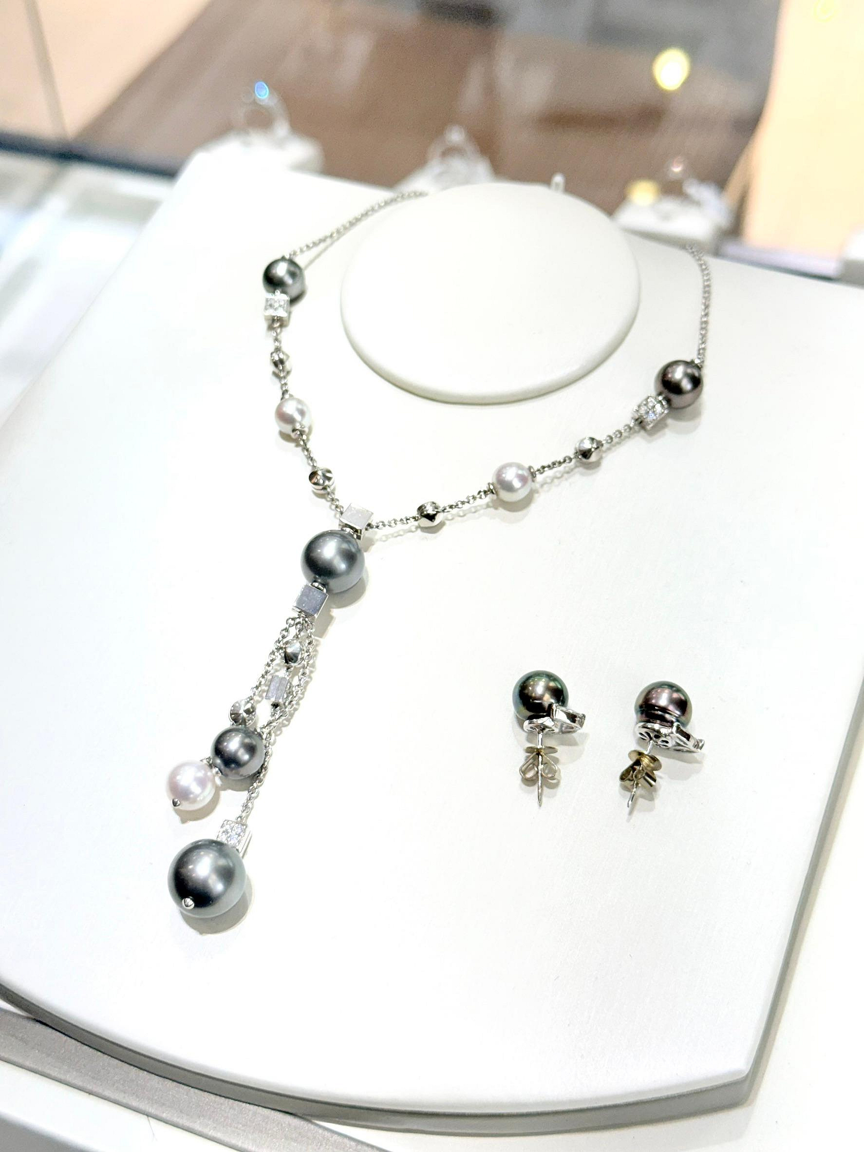 【北林流當品】天然珍珠 珍珠項鍊 寶格麗項鍊套組 18K白金材質
