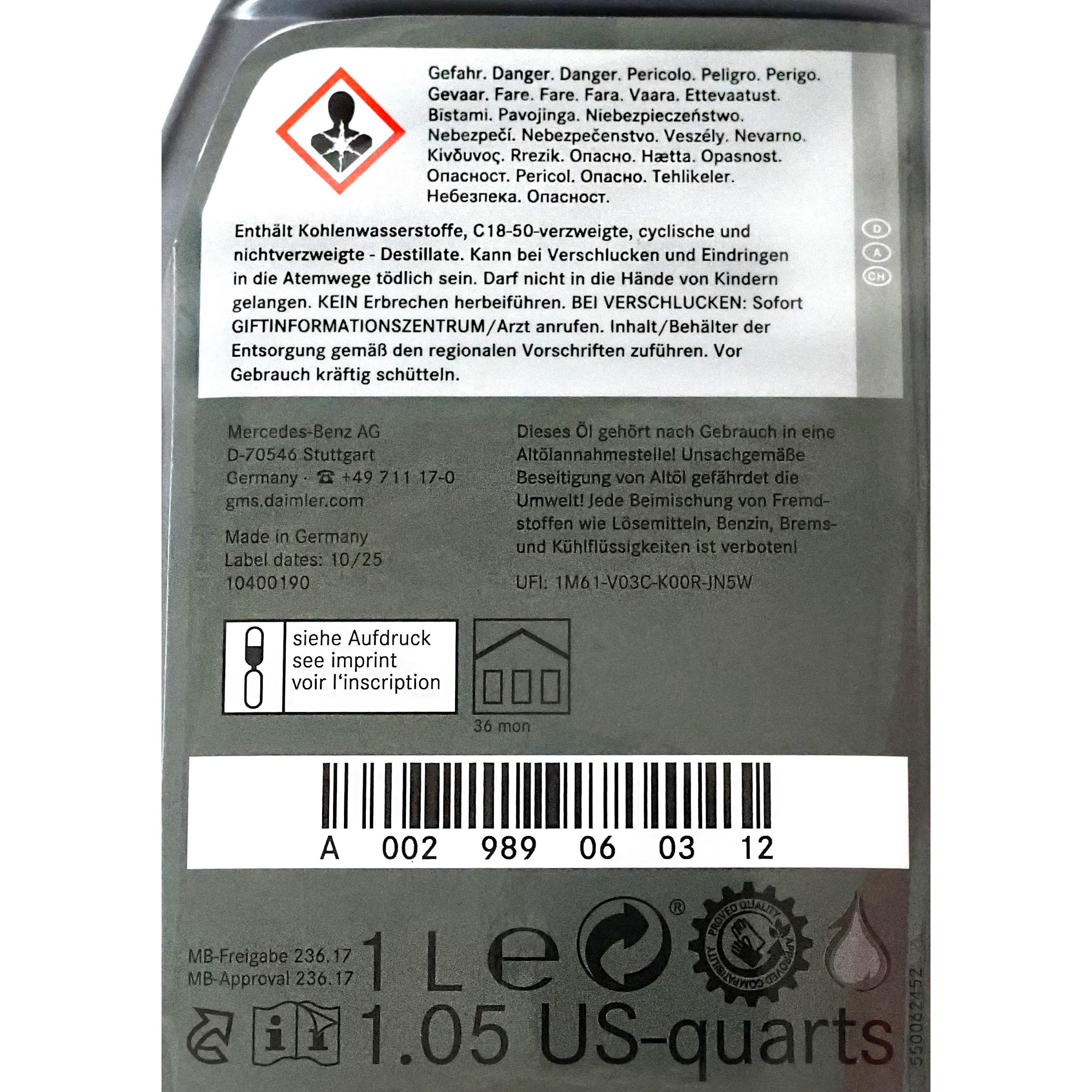 易油網】BENZ 賓士ATF MB 236.17 BENZ 自動變速箱油9速自排油9G-Tronic