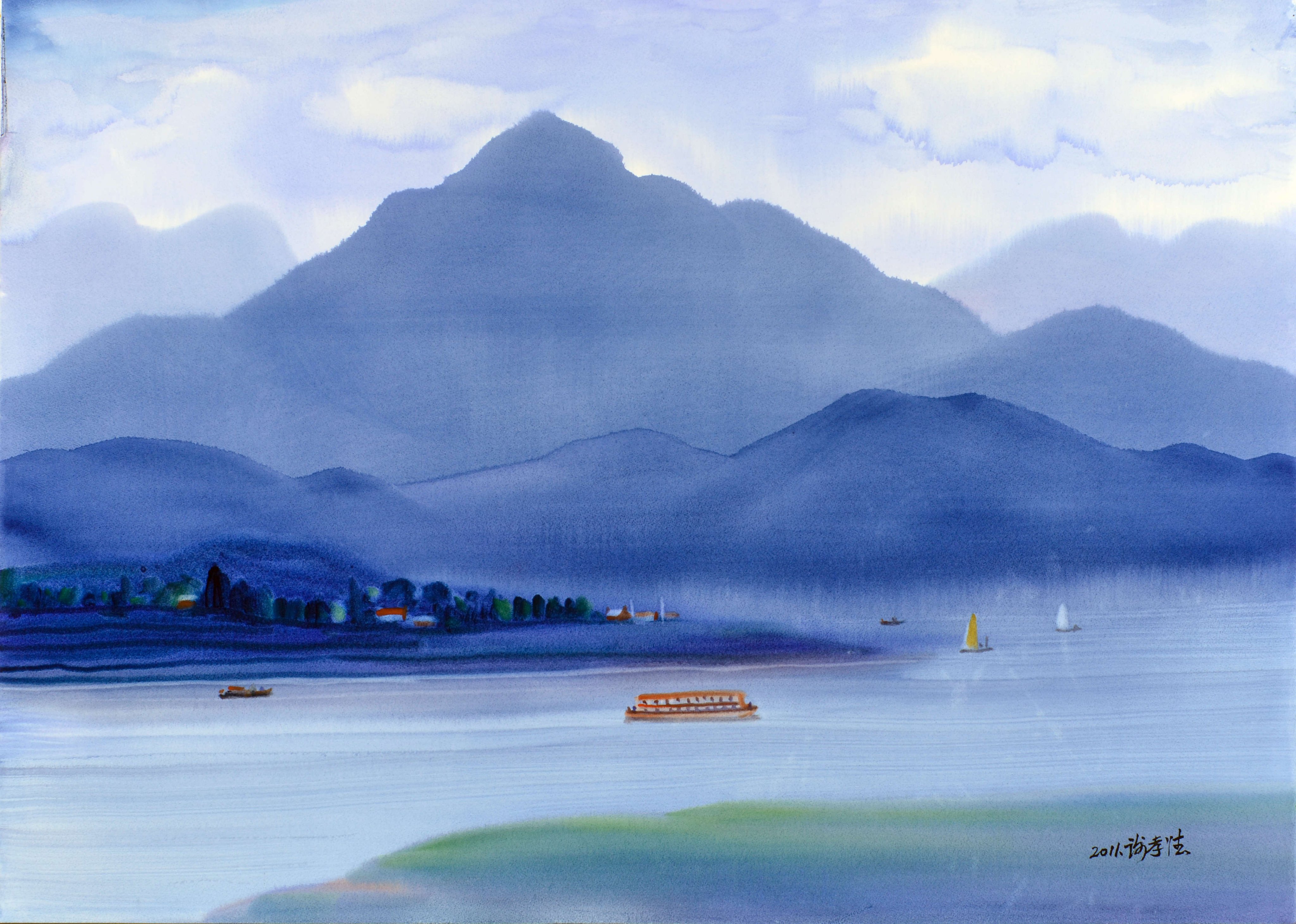 H127 謝孝德淡水遊記2011 110X79cm 全開水彩(H127桃園、客家、本土