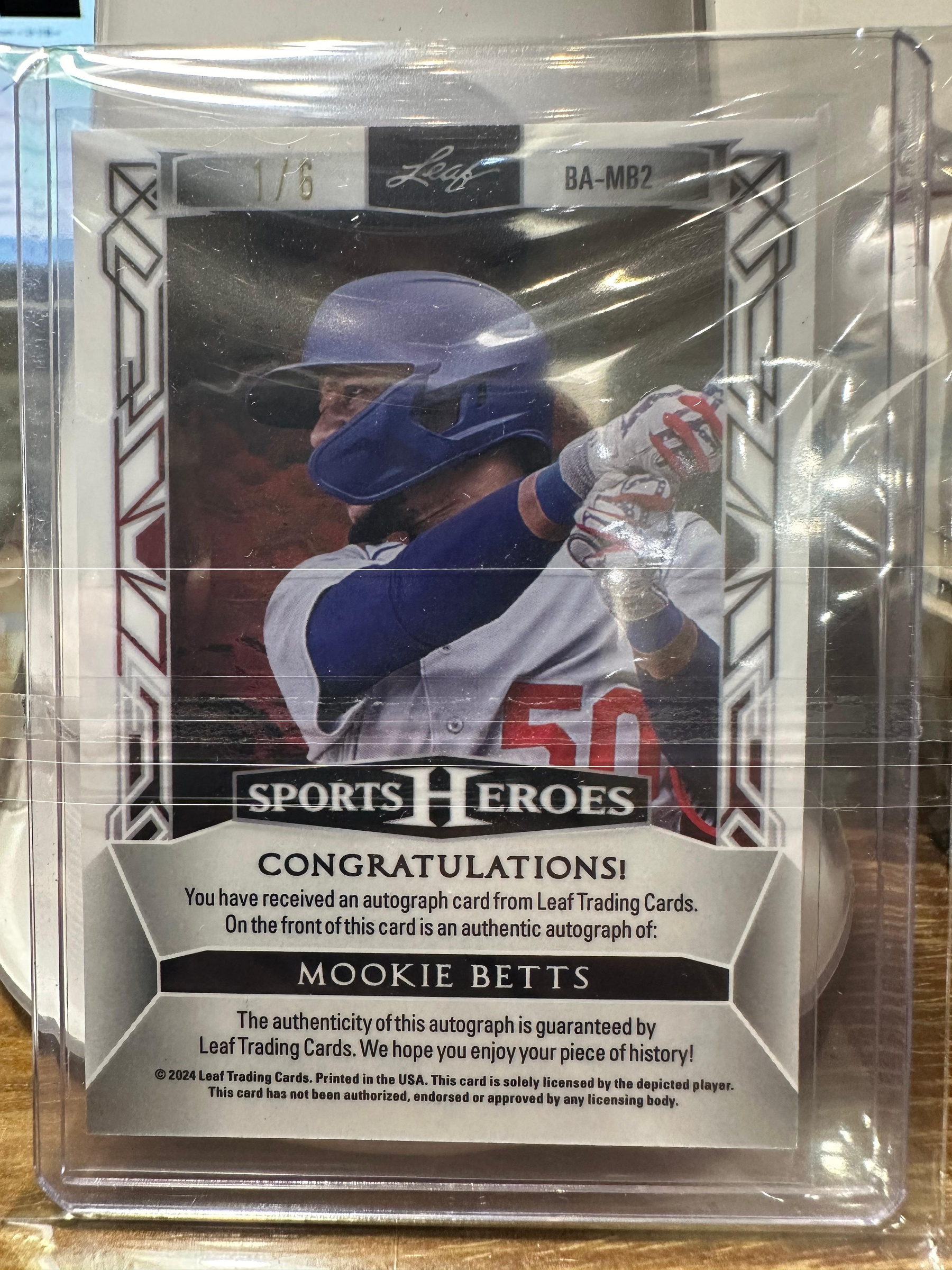 Leaf 0 Sports Heroes Metal Betts Mookie Hobby Checklist, Box Info 