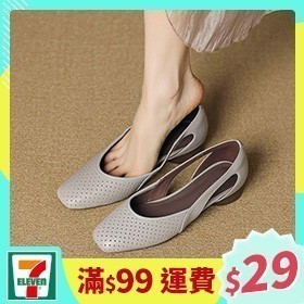 [一日限定] 真皮單鞋DANDT時尚羊皮鏤空法式方頭通勤單鞋