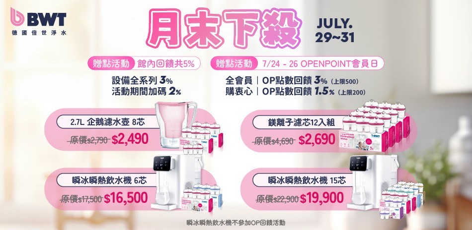 德國倍世 淨水器送5%超贈點