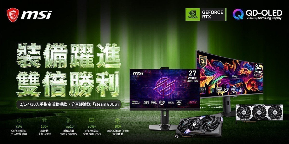 MSI電競螢幕送steam 80US
