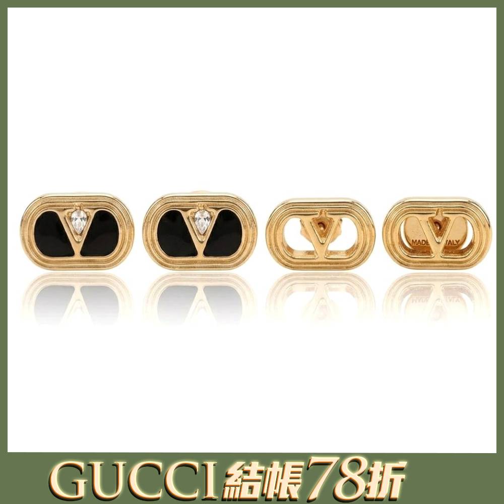 VALENTINO橢圓字母穿針式耳環