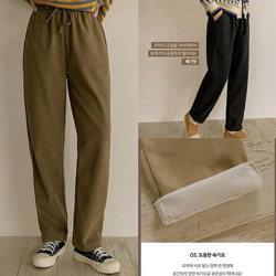 正韓保暖厚拉絨腰鬆緊彈性休閒褲