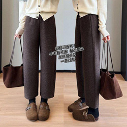 加厚綿羊毛九分毛呢褲